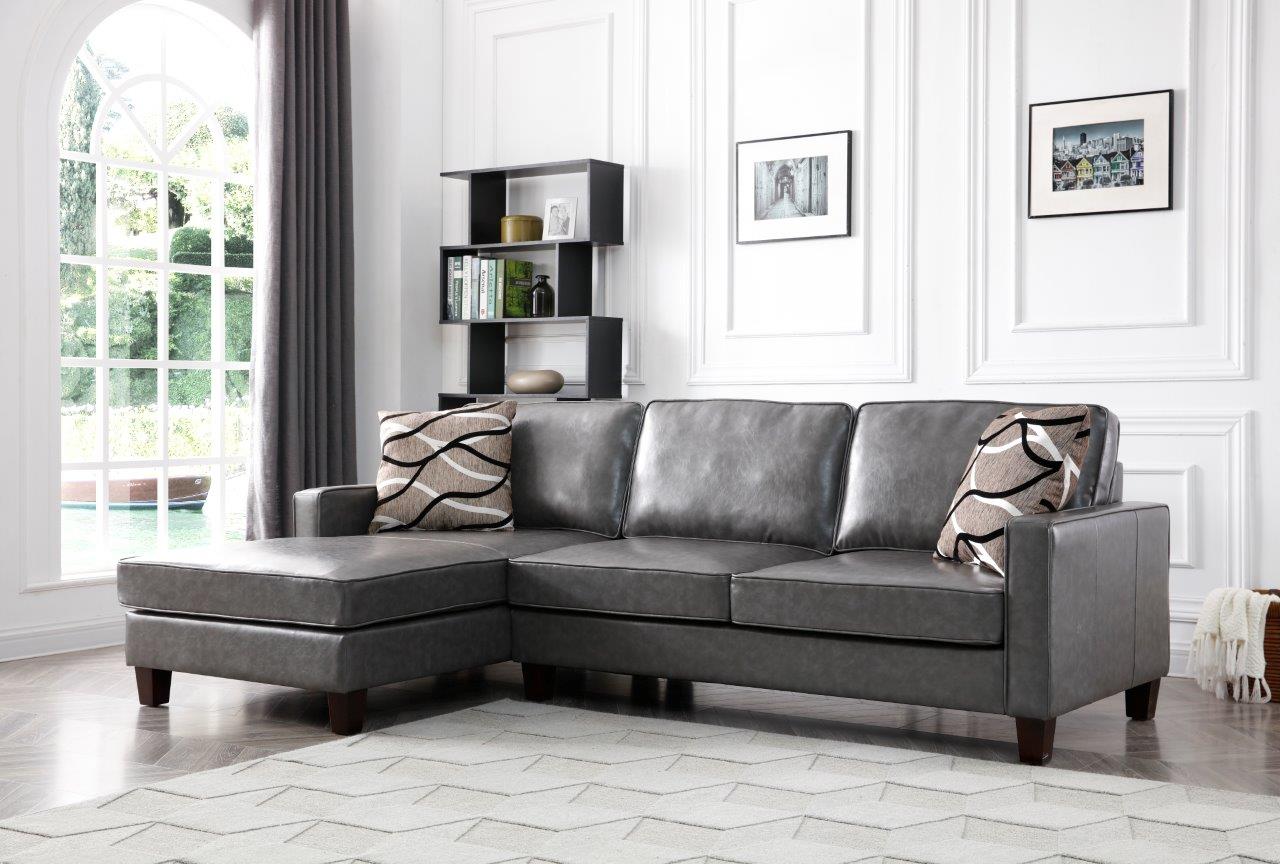 Glenbrook Gray Faux Leather Sectional 1stopbedrooms