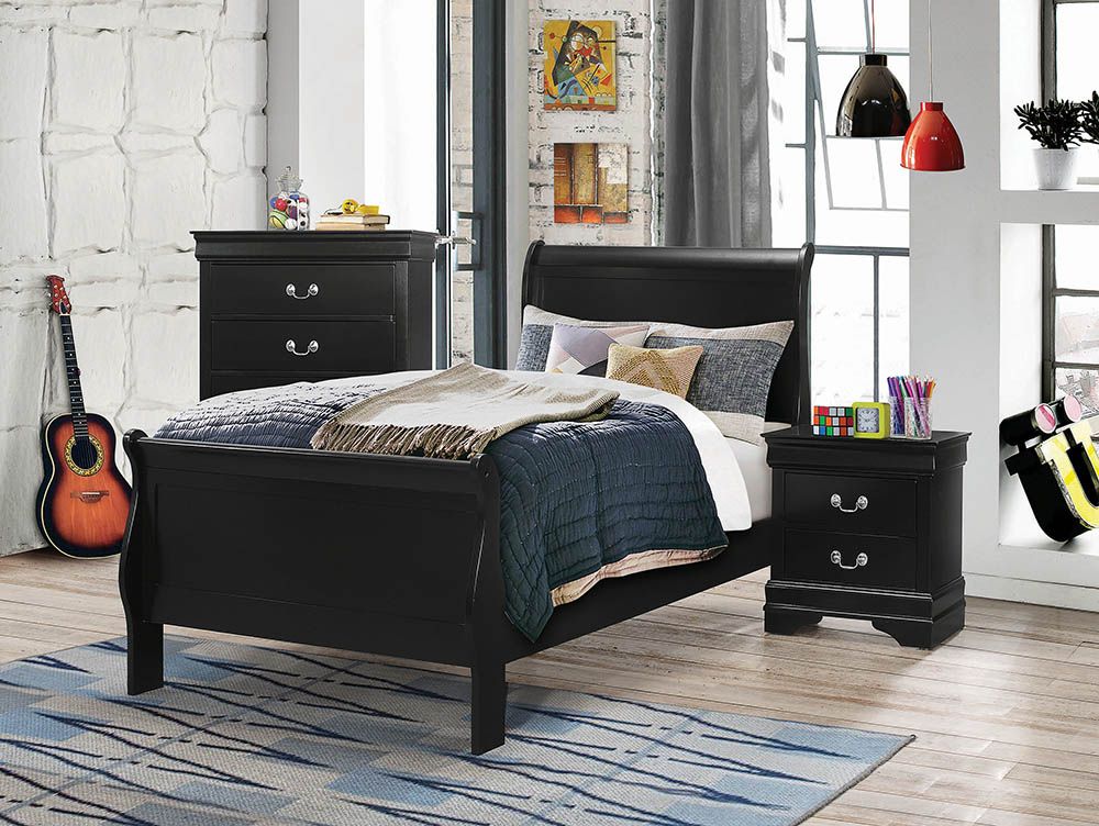 Louis Philippe Black Full Sleigh Bed - 1StopBedrooms.