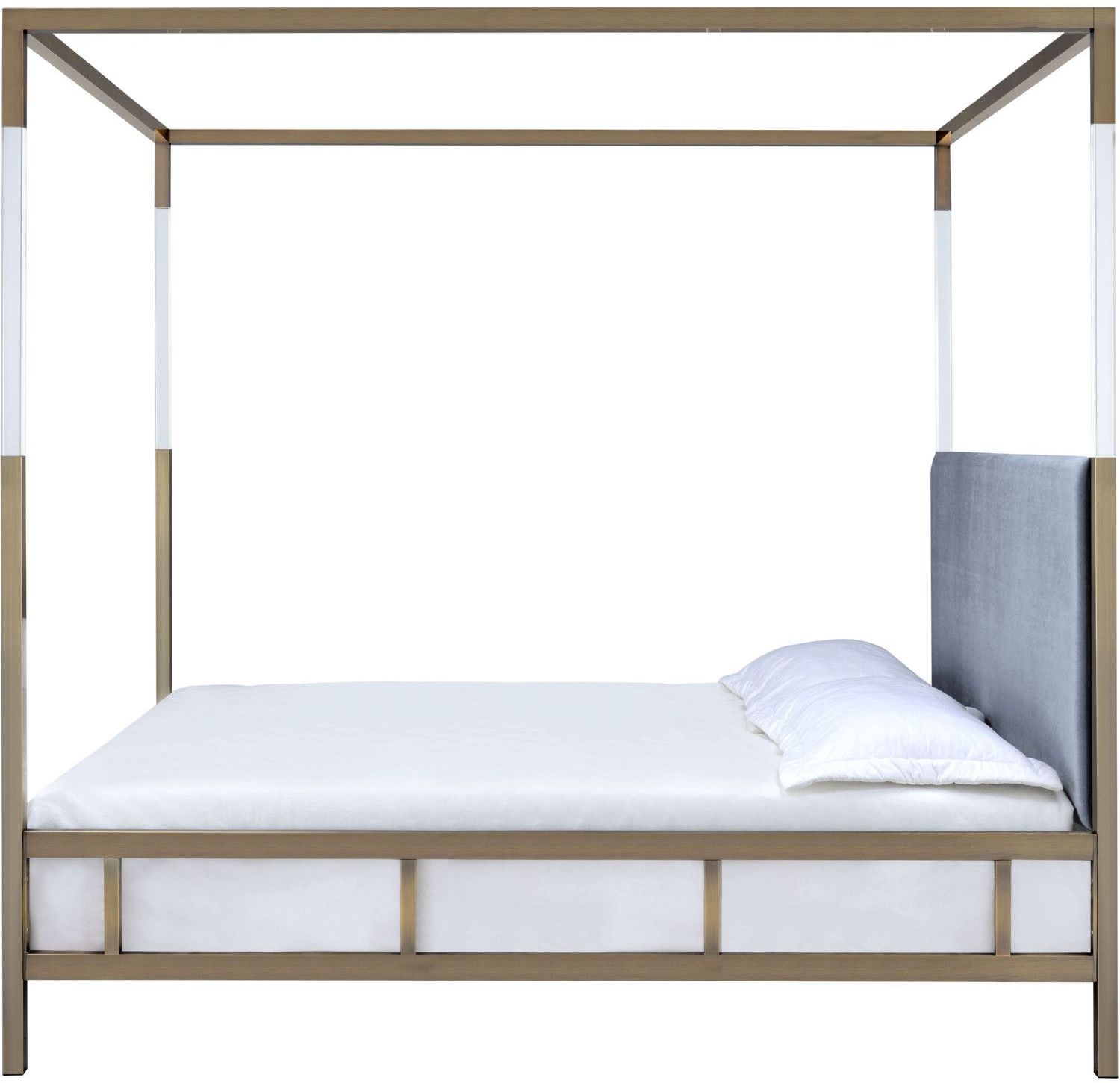 Raegan Antique Brass Queen Canopy Metal Bed - 1StopBedrooms.