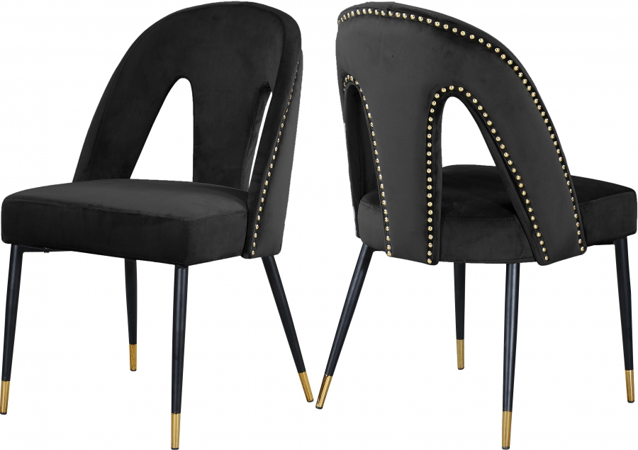 Meridian Akoya Black Velvet Dining Chair Set Of 2 1stopbedrooms