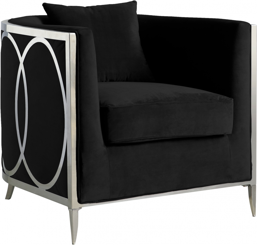 Meridian Circa Black Velvet Accent Chair 1stopbedrooms
