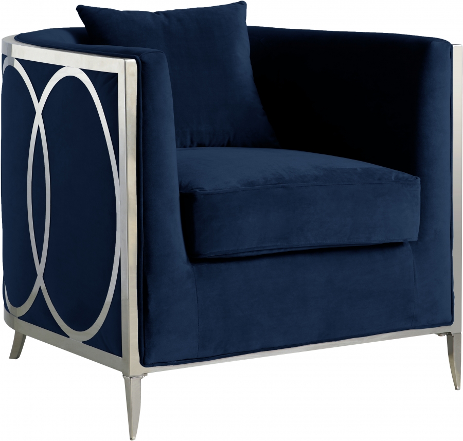 Meridian Circa Navy Velvet Accent Chair 1stopbedrooms