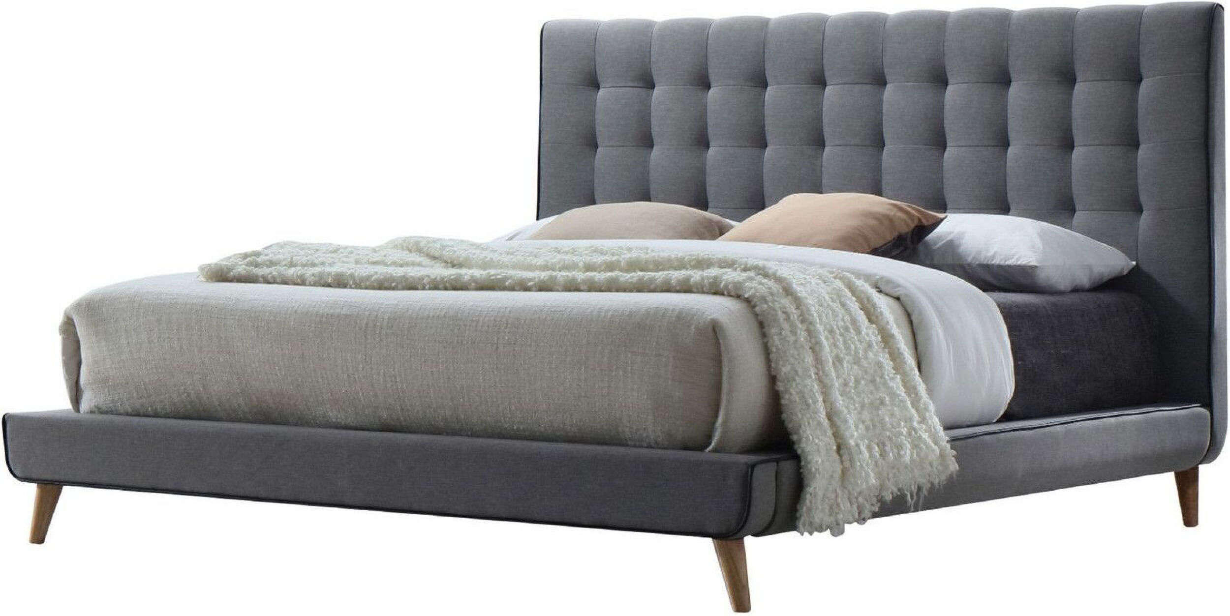 Valda Light Gray King Platform Upholstered Bed 1stopbedrooms