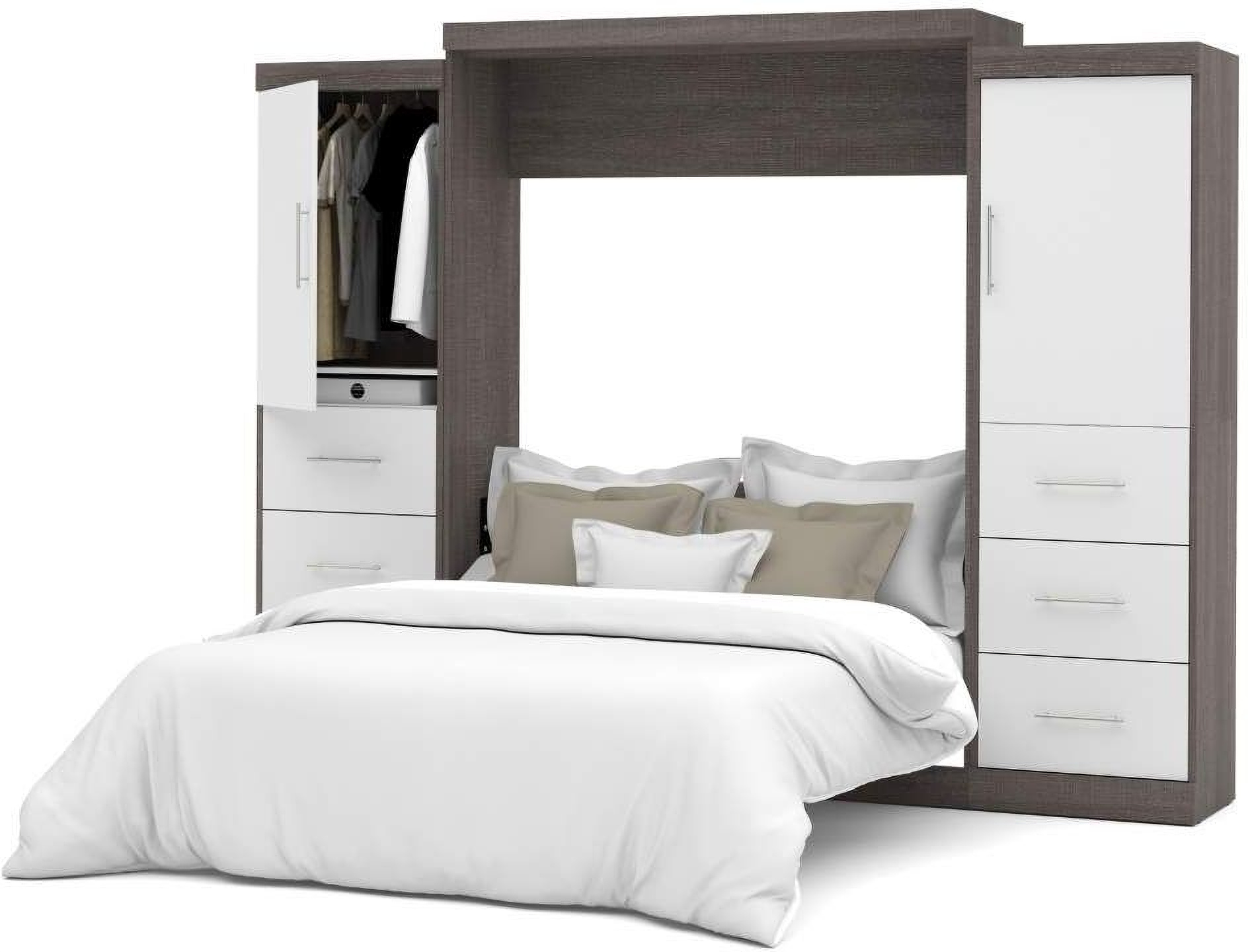 Nebula Bark Gray And White 115 Queen Wall Bed Kit 1stopbedrooms