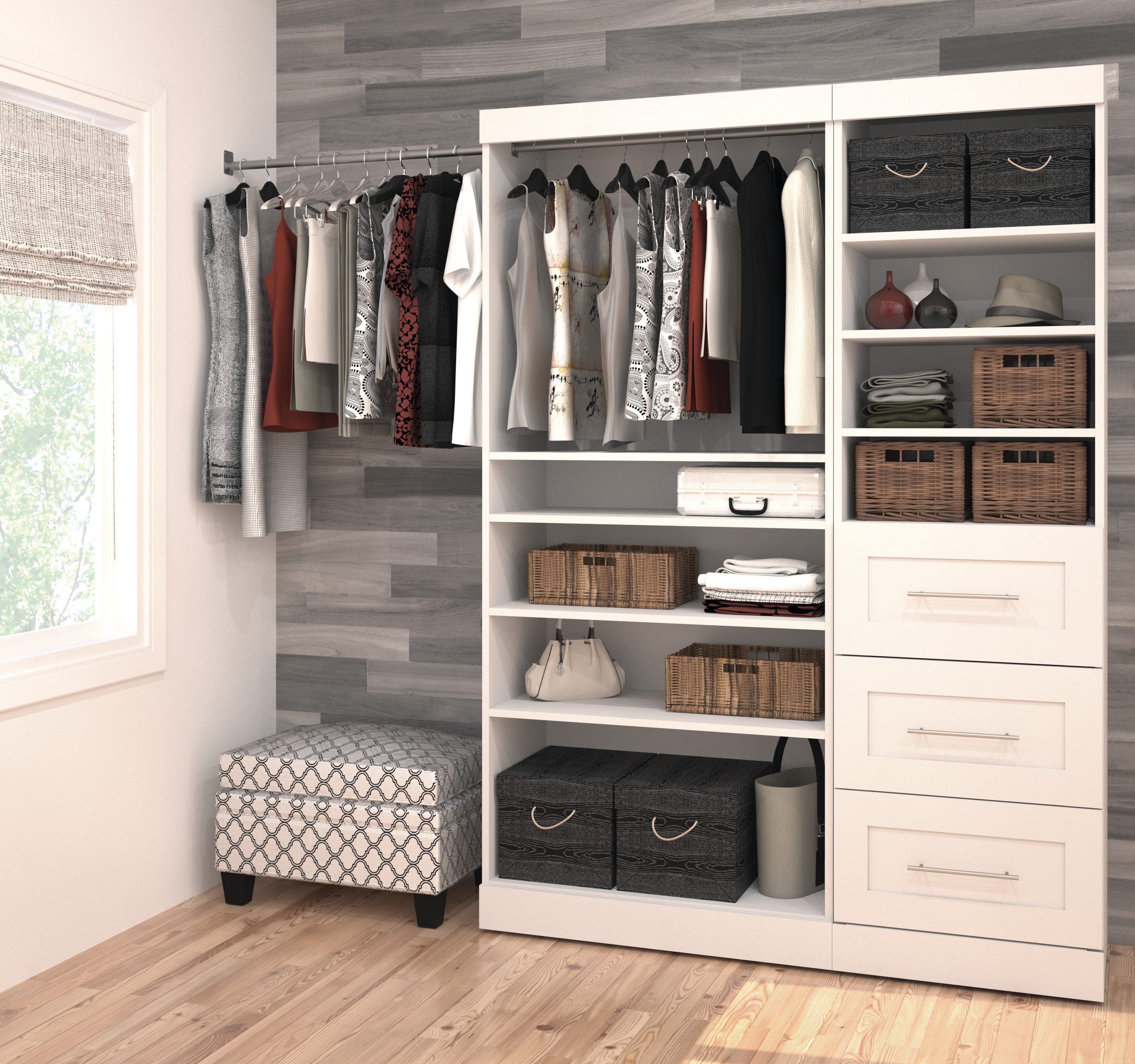 Pure White 61 Classic Open Storage Unit With 3 Drawers 1stopbedrooms