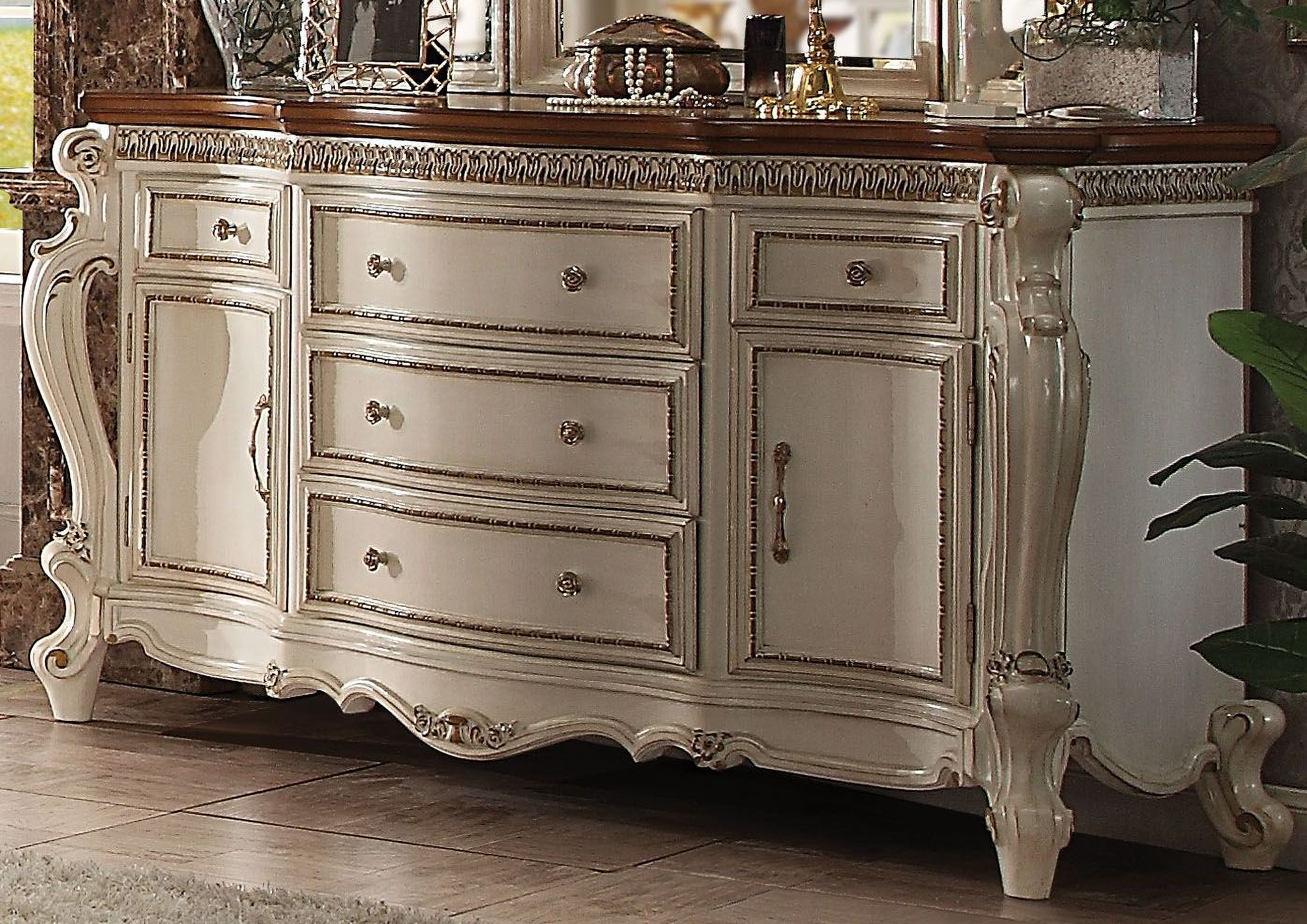 Picardy Antique Pearl And Cherry Oak Dresser 1stopbedrooms