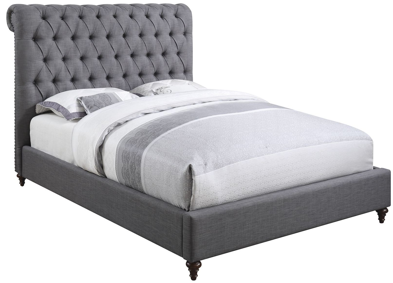 Devon Gray Queen Platform Upholstered Bed 1stopbedrooms