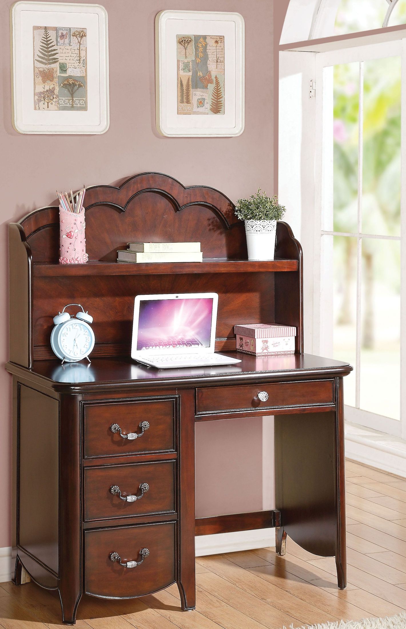 Cecilie Cherry Computer Desk With Hutch 1stopbedrooms