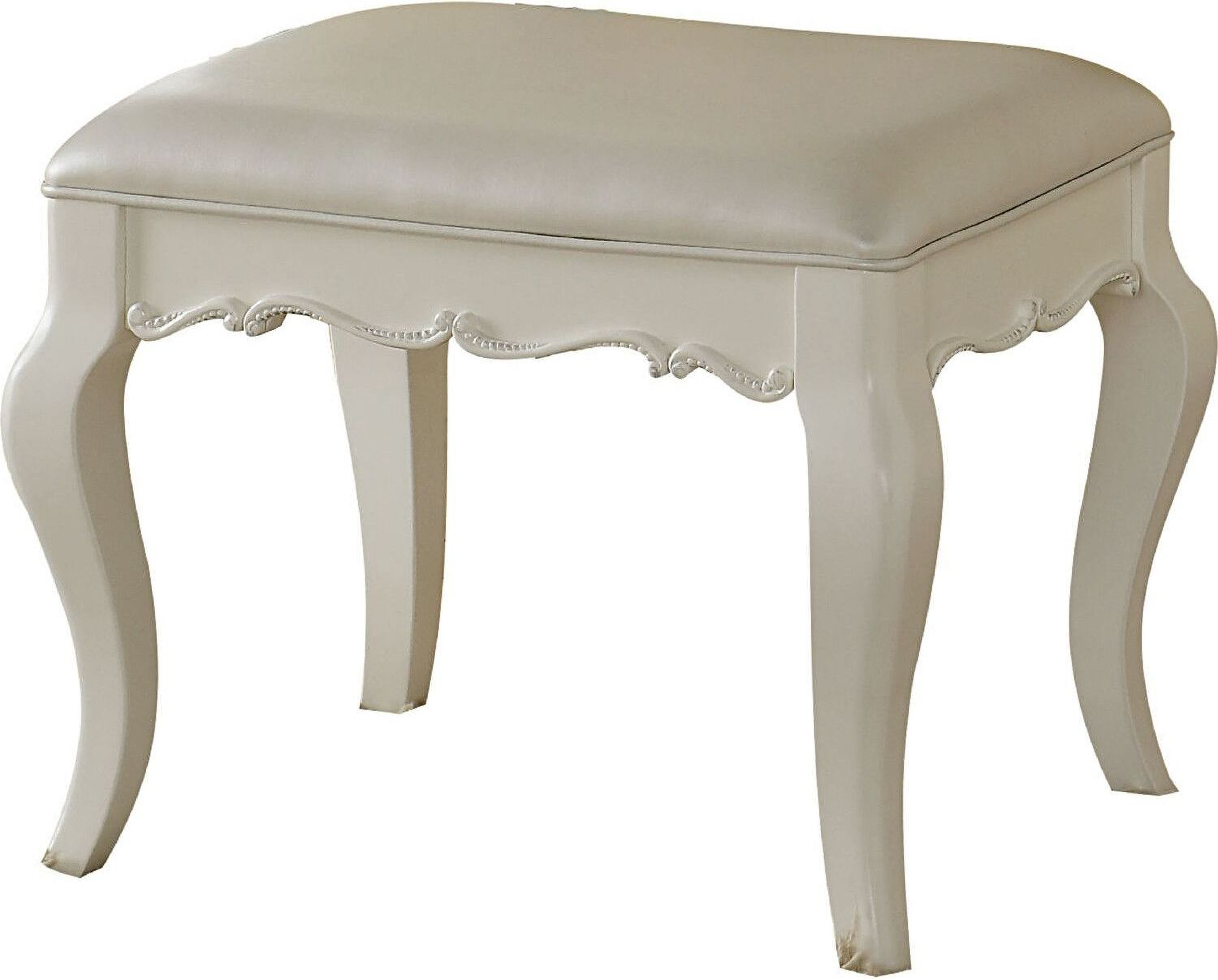 Edalene Pearl White Vanity Stool 1stopbedrooms