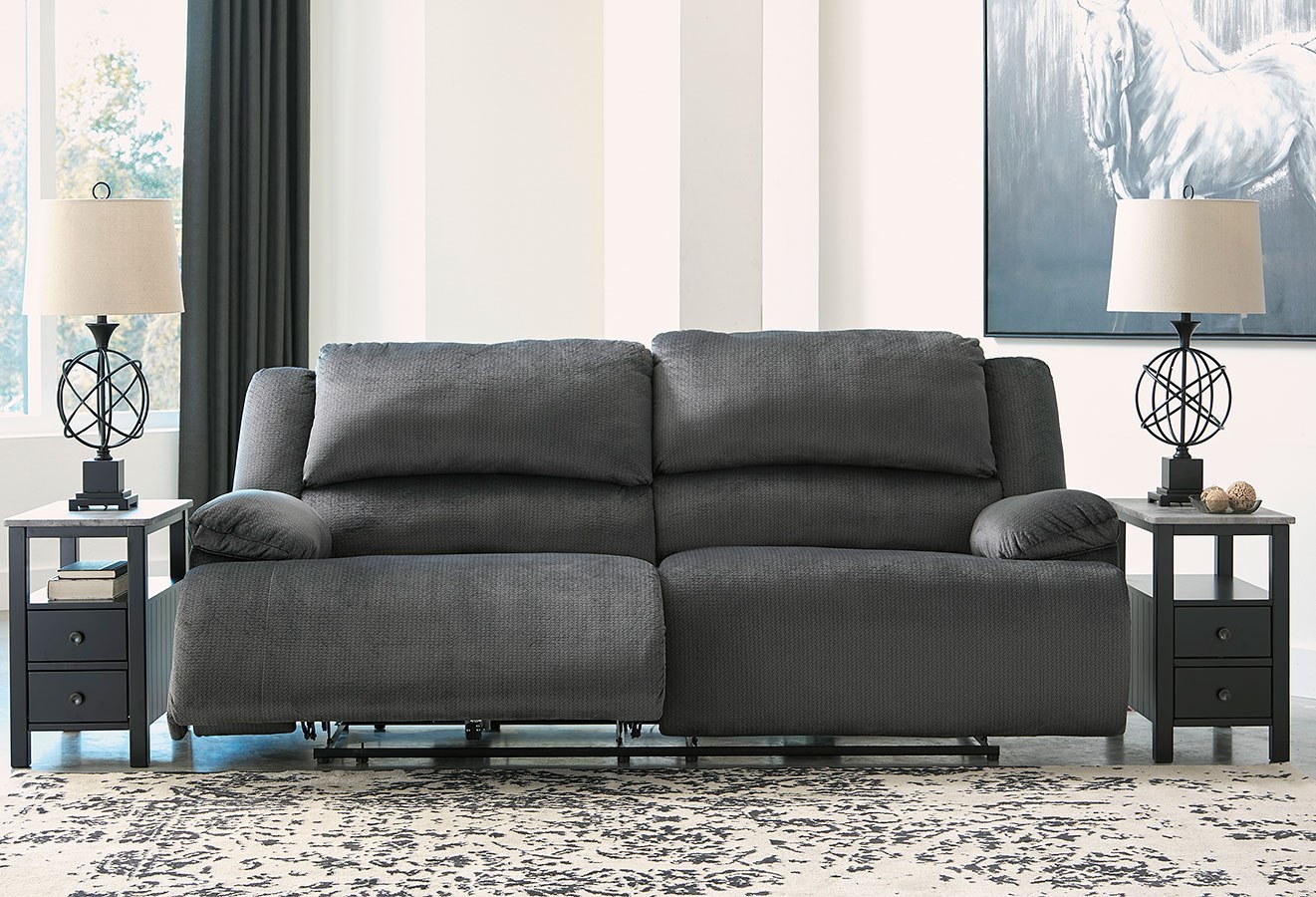 Clonmel Charcoal 2 Seat Power Reclining Sofa 1stopbedrooms