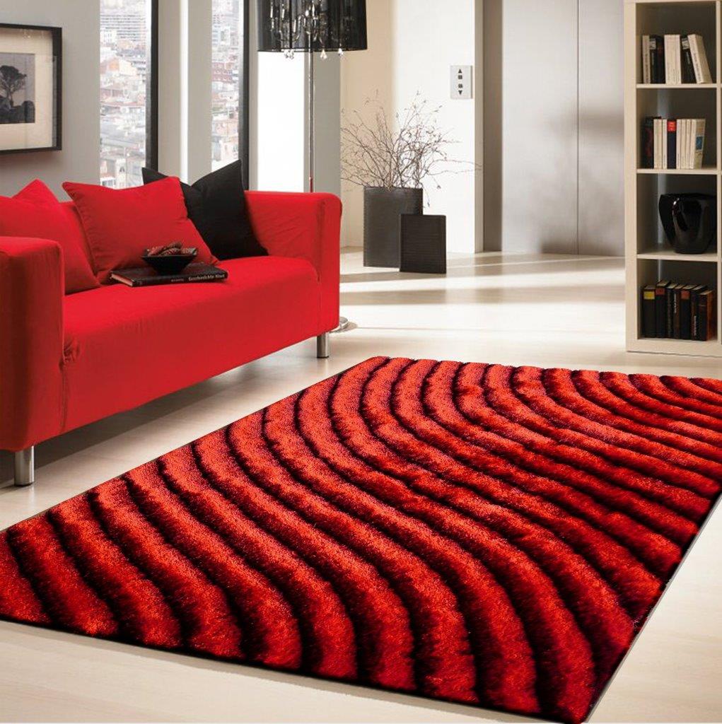 3d Shaggy Hand Tufted Black And Red Area Rug 5 Ft X 7 Ft 1stopbedrooms