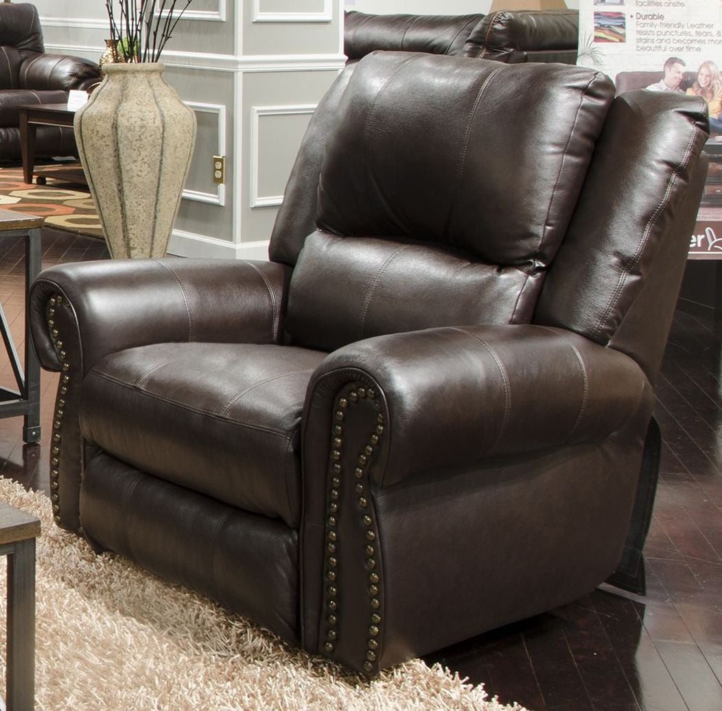 Messina Chocolate Leather Lay Flat Power Recliner With Lumbar