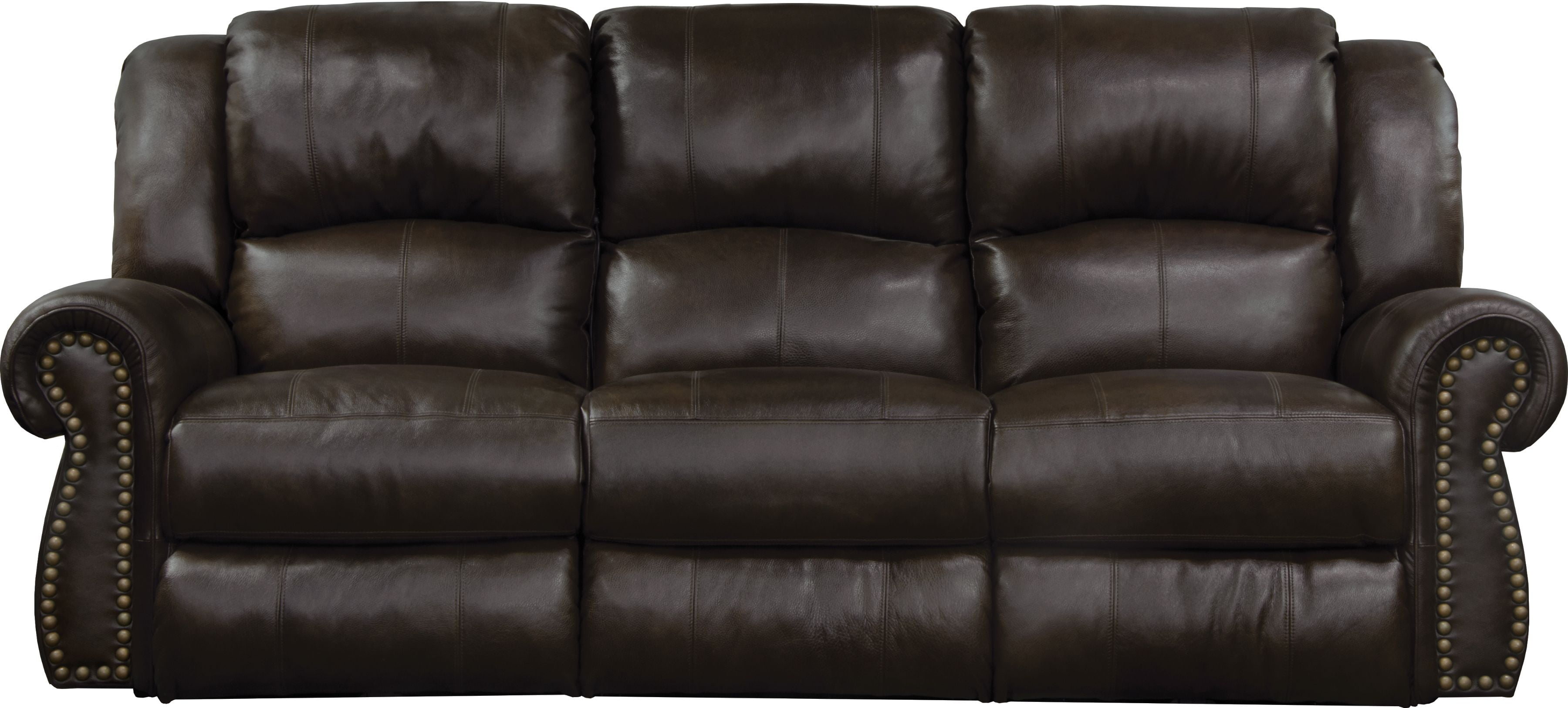 Messina Chocolate Leather Lay Flat Power Reclining Sofa With
