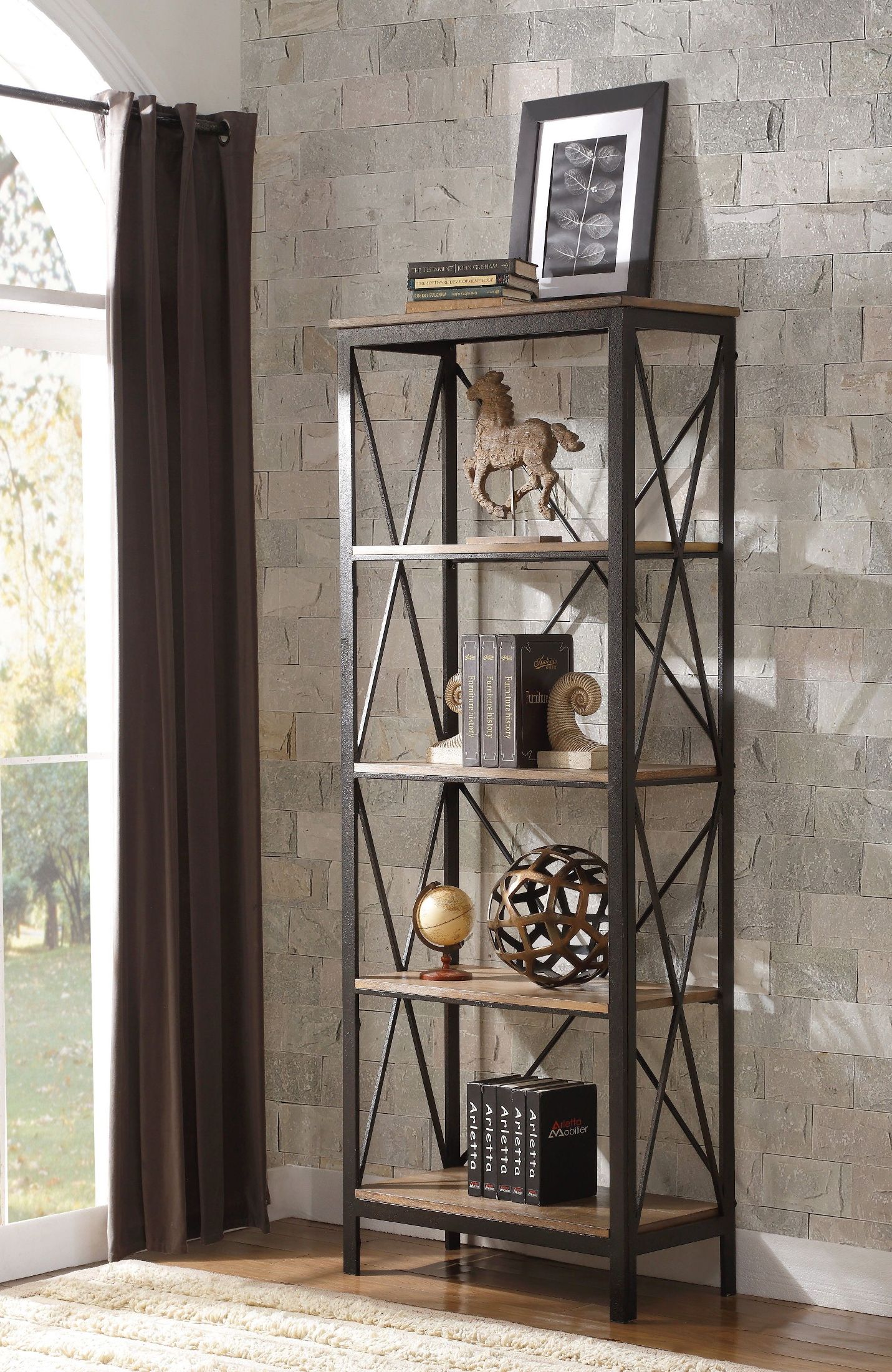 Penpoint Metal And Wood Bookcase 1stopbedrooms