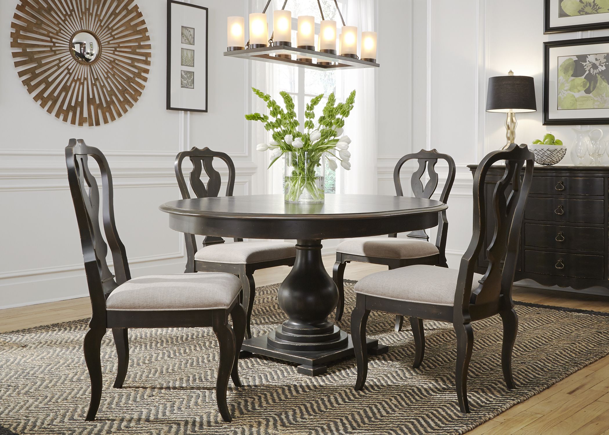 Chesapeake Antique Black Extendable Round Dining Table ...
