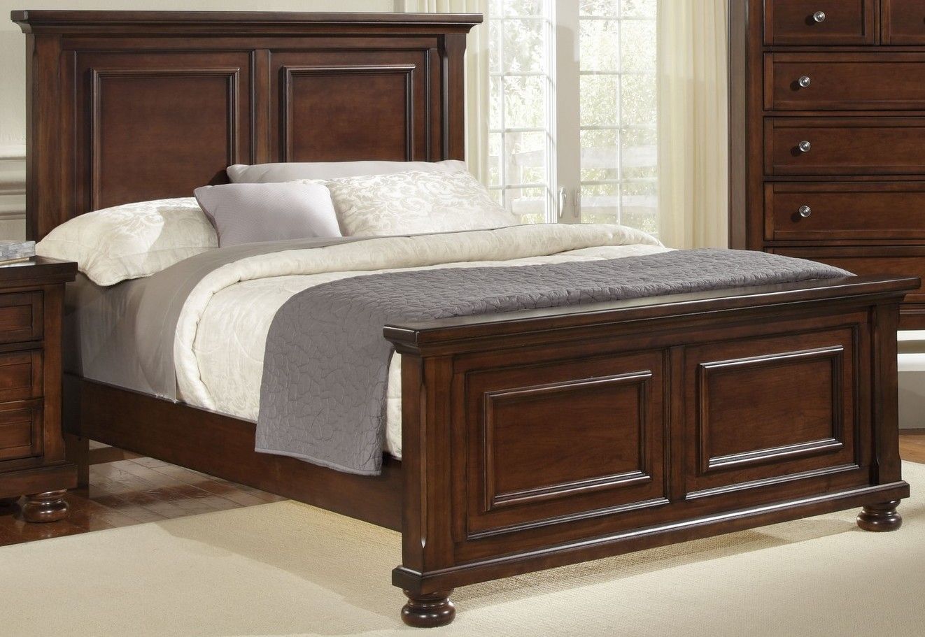 Reflections Dark Cherry King Mansion Bed 1stopbedrooms
