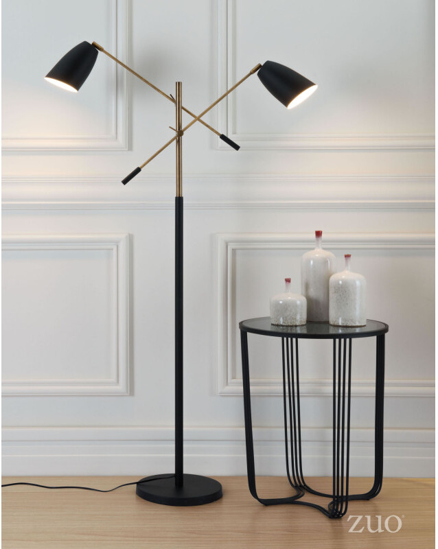 Zuo Modern Tanner Floor Lamp Matt Black & Brass 56079 ...