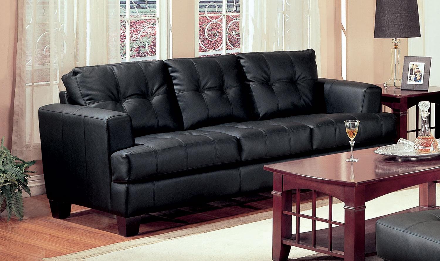 Samuel Black Leather Sofa 501681 1stopbedrooms