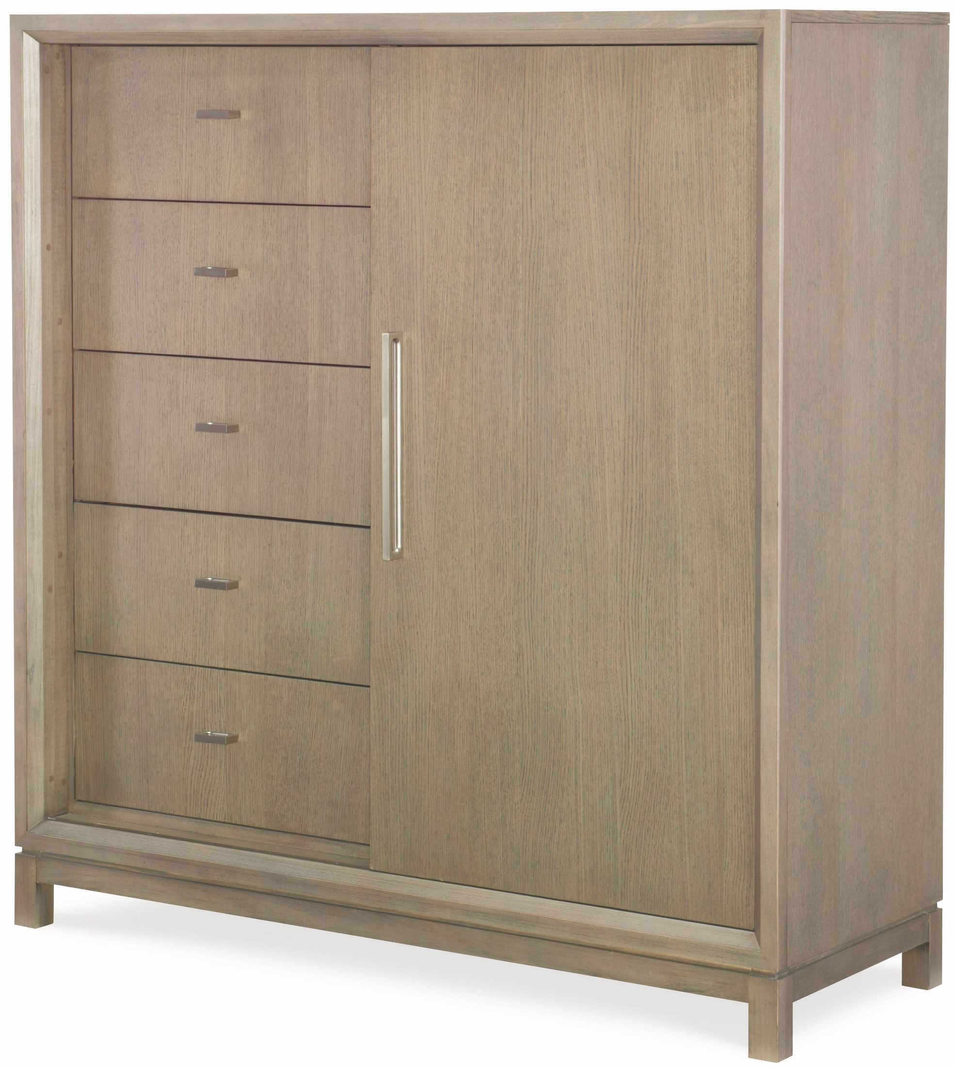 High Line Greige 5 Drawer Sliding Door Chest 1stopbedrooms
