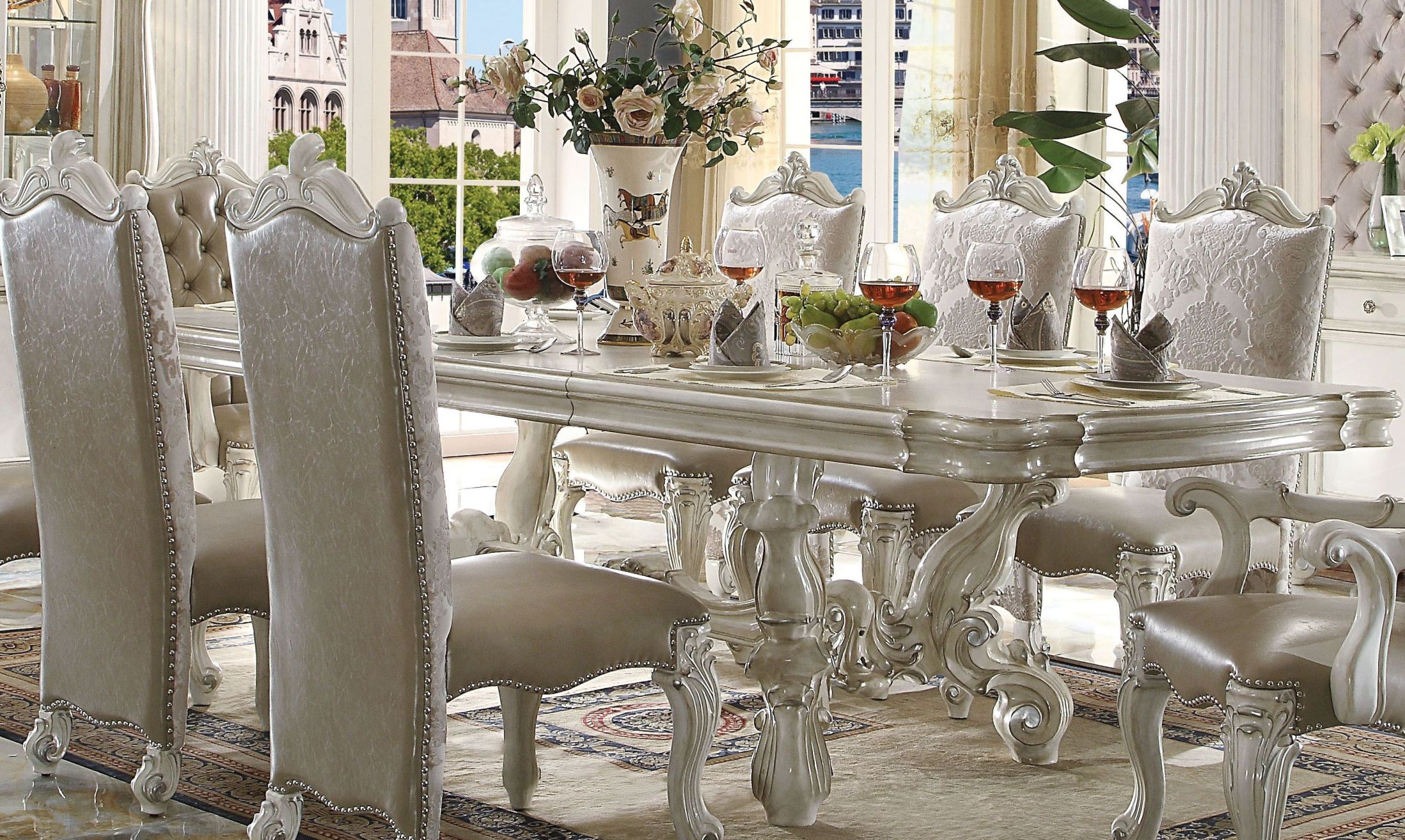 Versailles Bone White 120 Extendable Dining Table 1stopbedrooms