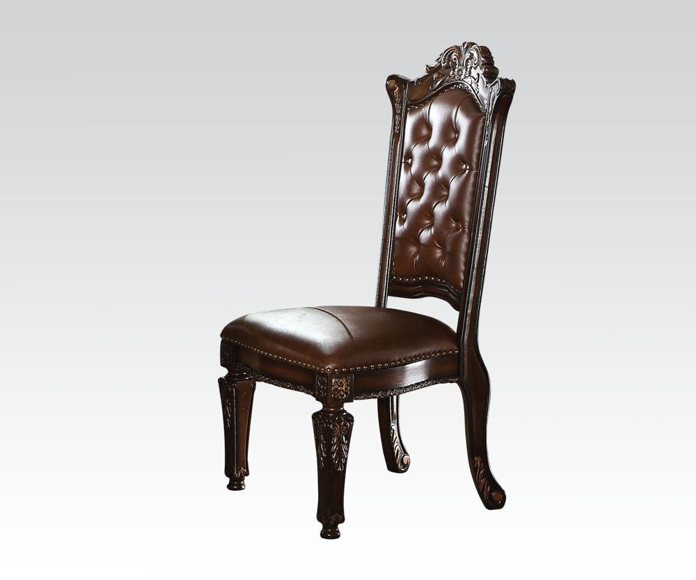Acme Vendome Dining Side Chair With Leather Like Uphostery Set Of 2 In Cherry 62004 1stopbedrooms