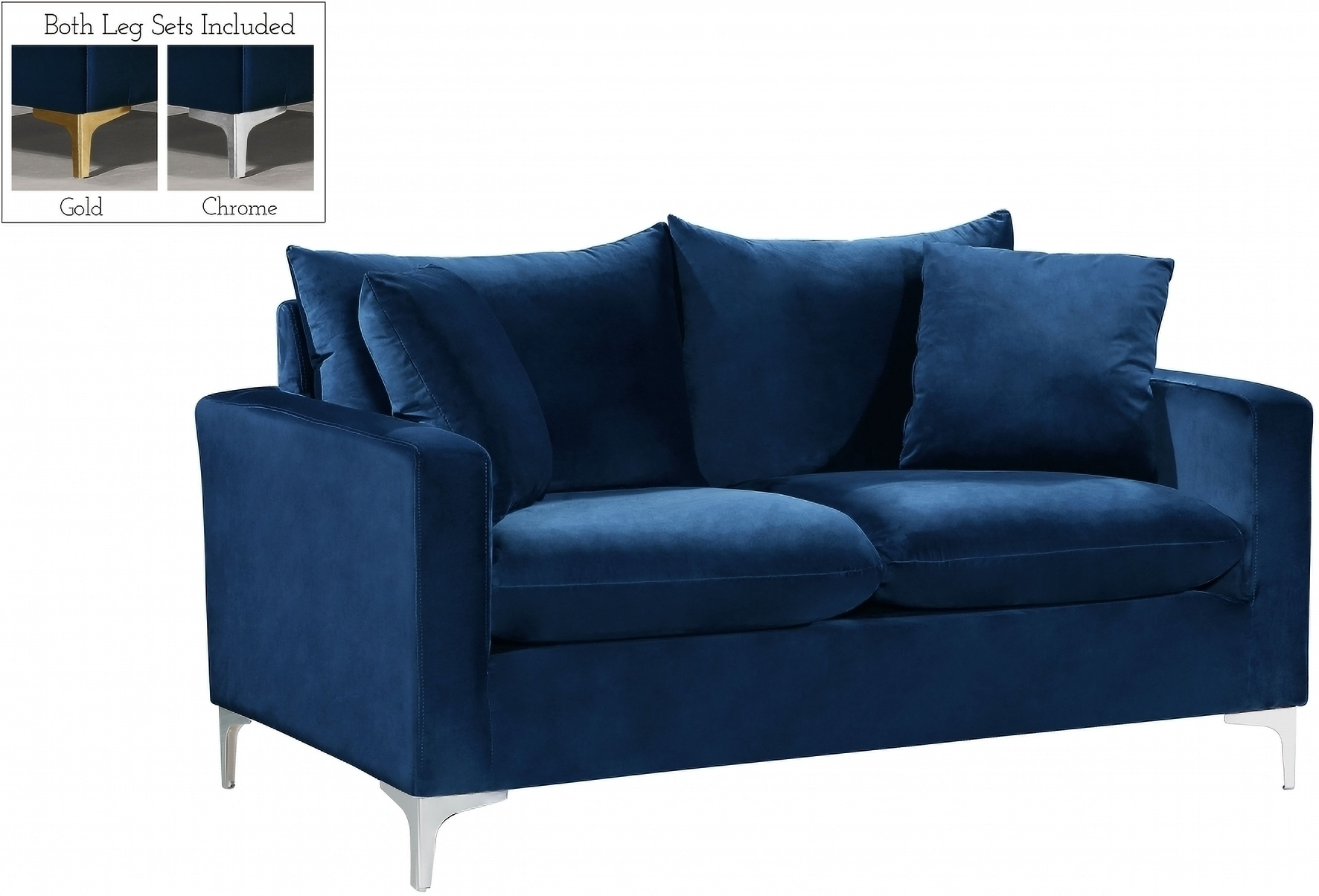 Meridian Naomi Velvet Loveseat In Navy 633navy L 1stopbedrooms