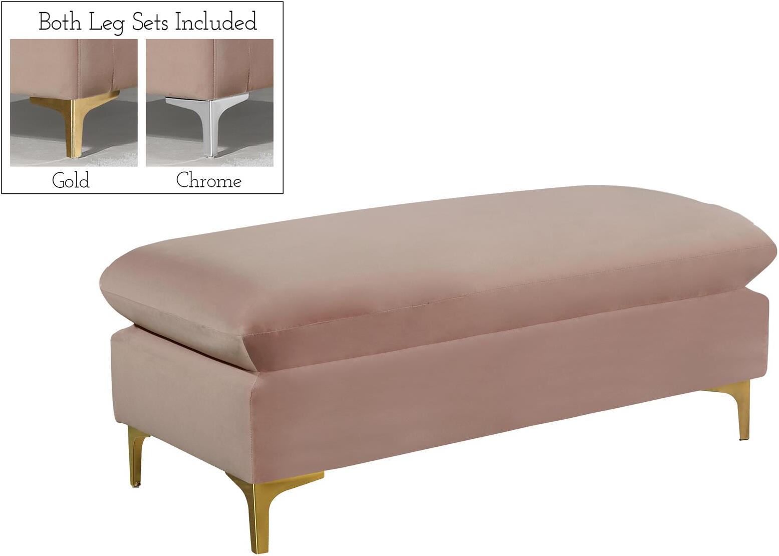 Meridian Naomi Velvet Ottoman In Pink 636pink Ott 1stopbedrooms