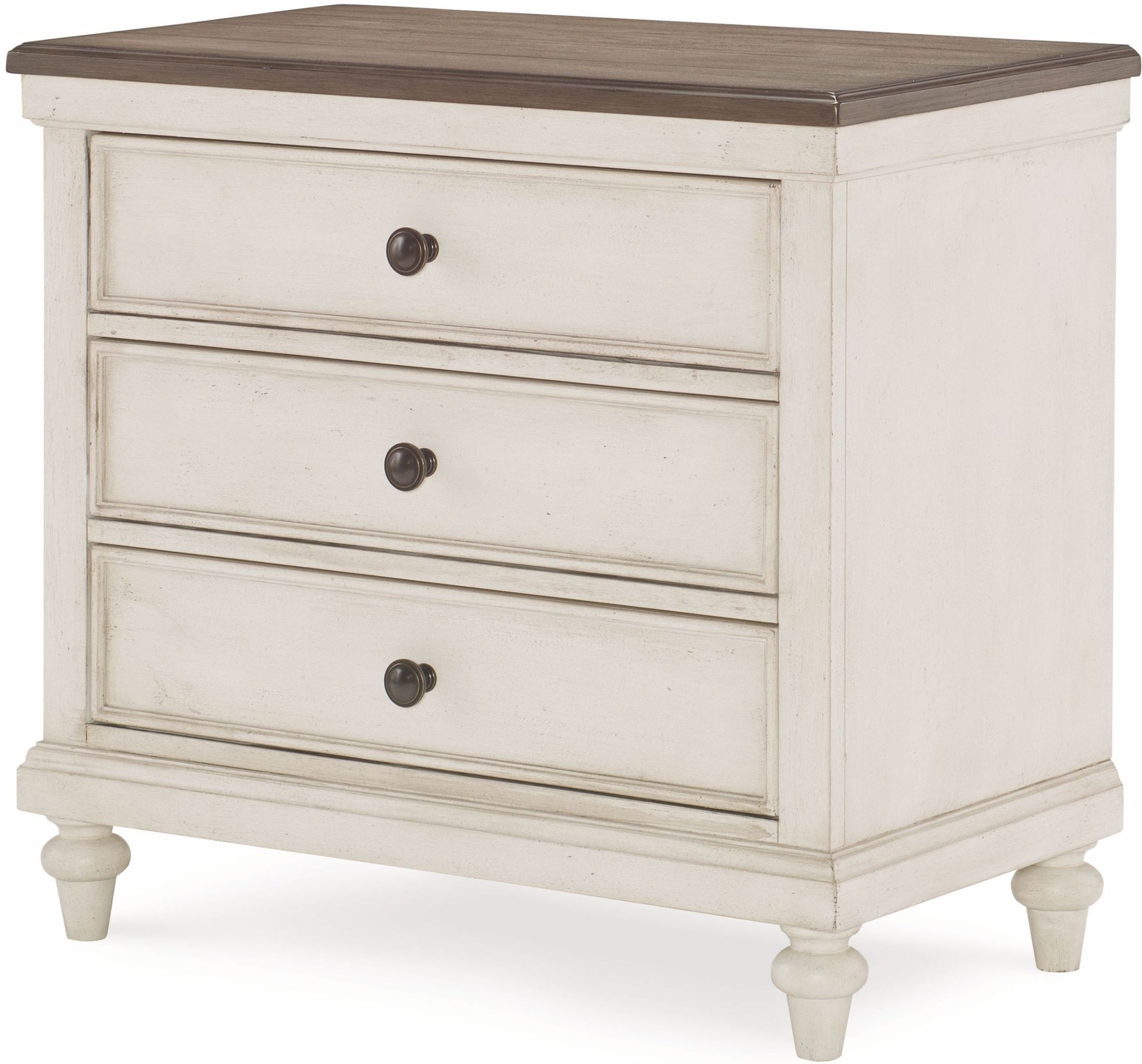 Brookhaven Vintage Linen 3 Drawer Nightstand 1stopbedrooms