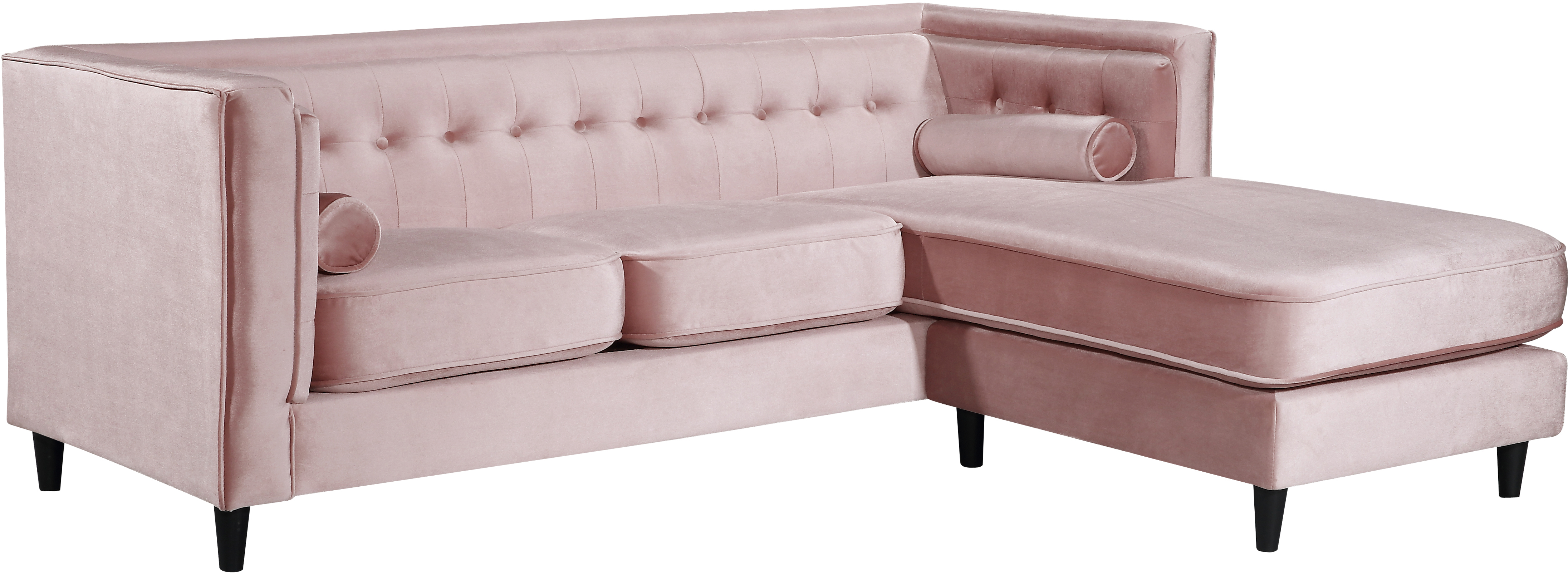 Meridian Furniture Taylor Velvet 2pc Reversible Sectional In Pink