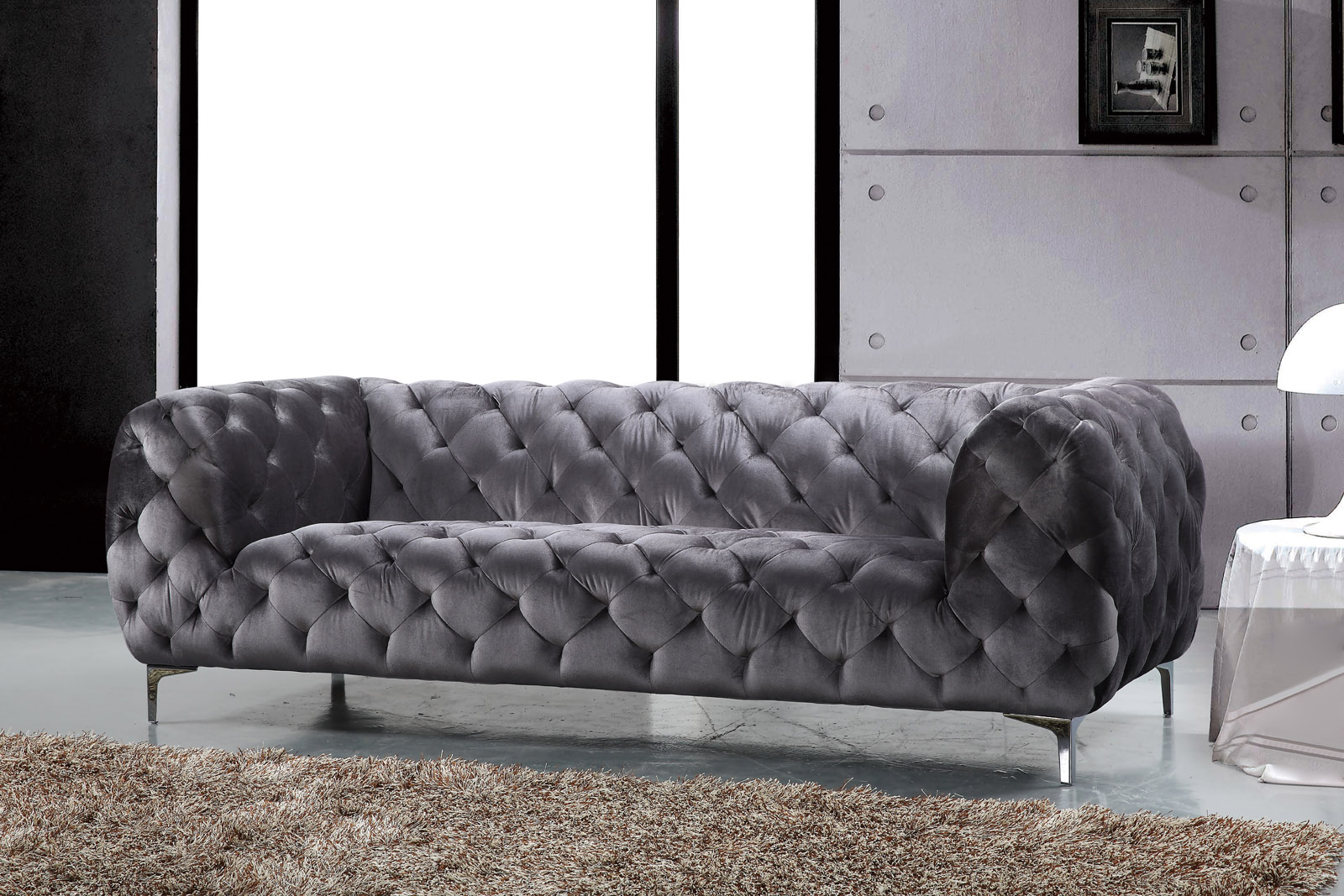Meridian Mercer Velvet Sofa In Grey 646gry S 1stopbedrooms Meridian Mercer Velvet Sofa In Grey