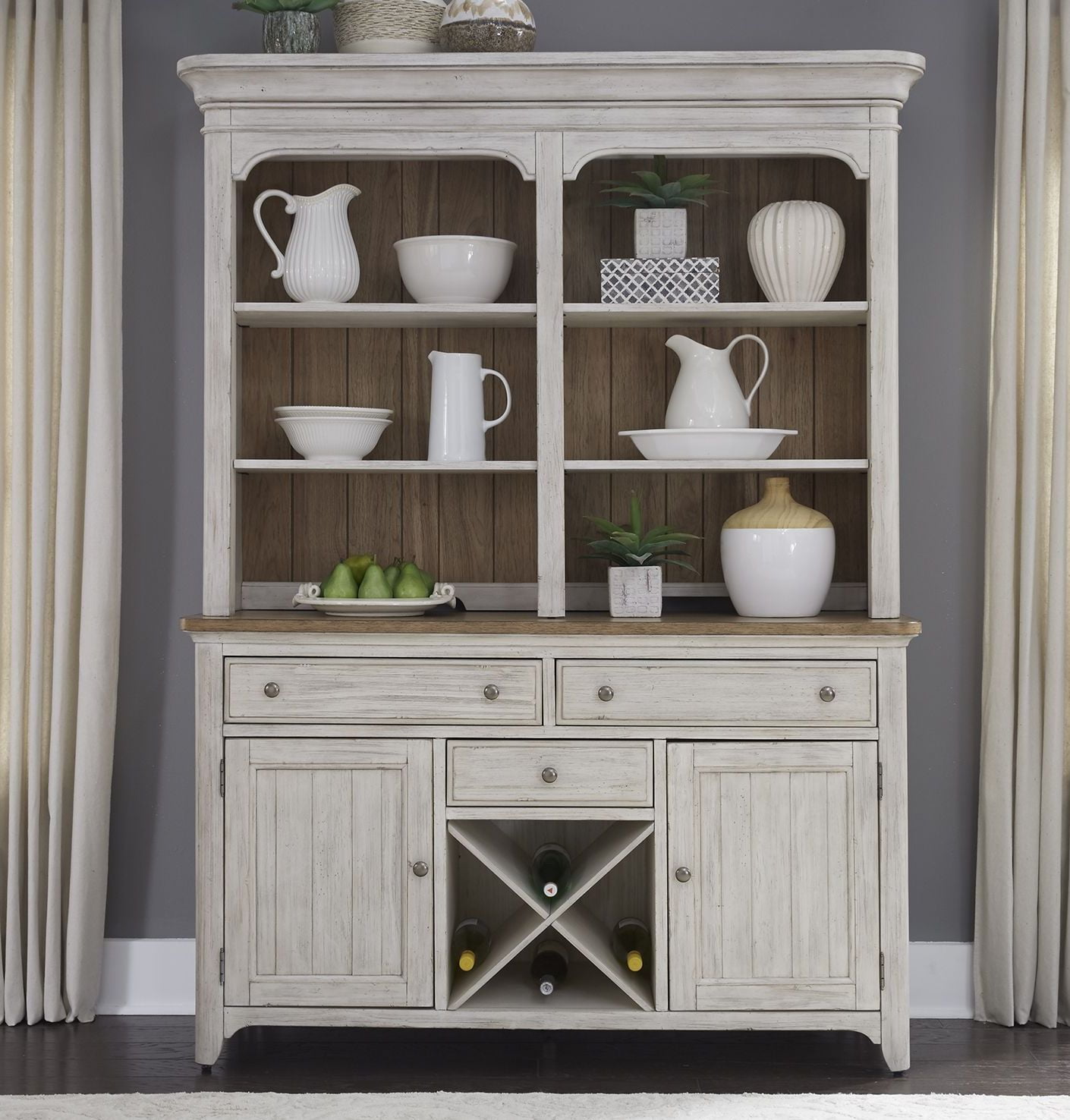 Farmhouse Reimagined Antique White Buffet With Hutch 1stopbedrooms