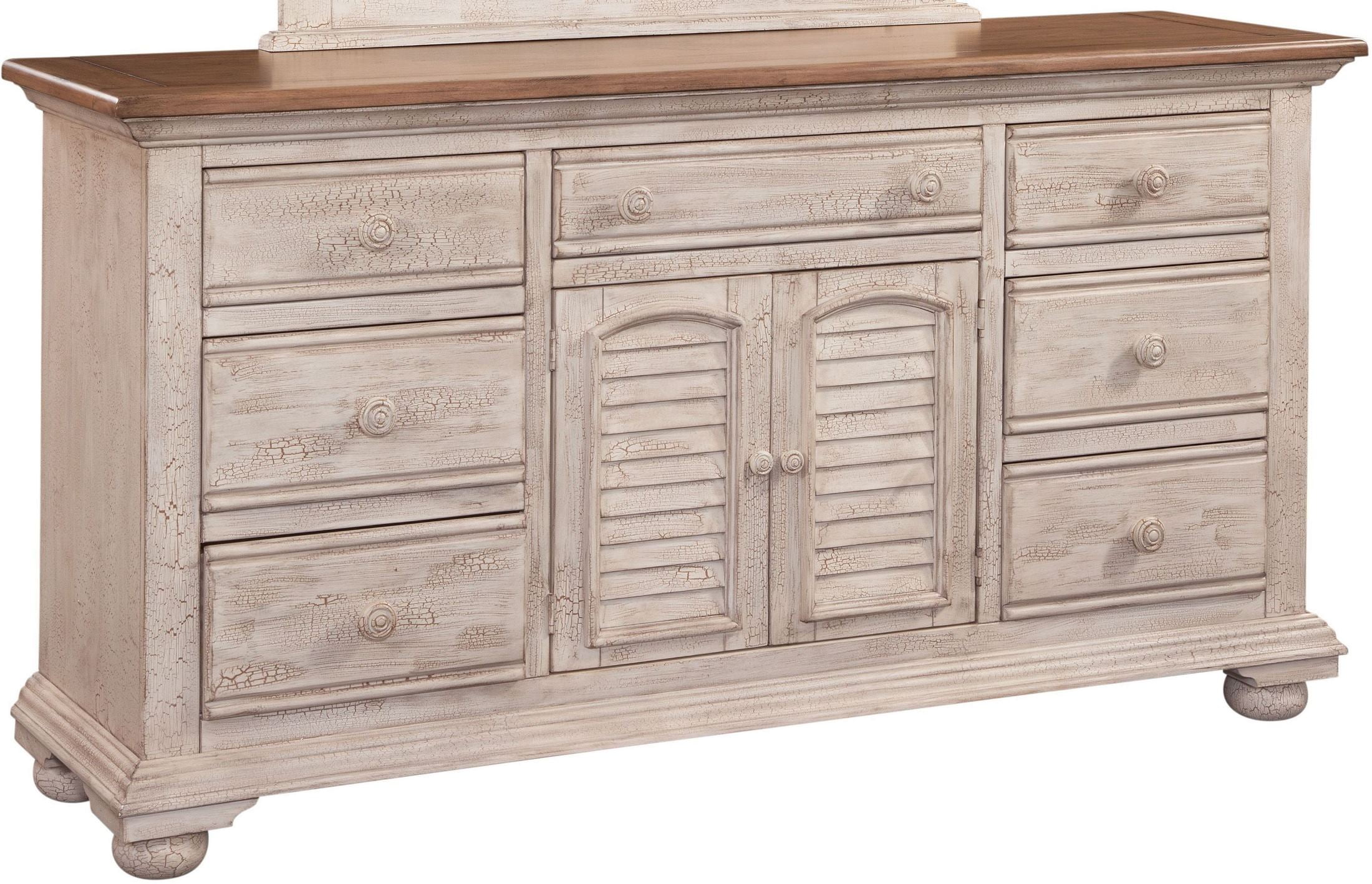 Cottage Traditions Crackled White Triple Dresser 1stopbedrooms