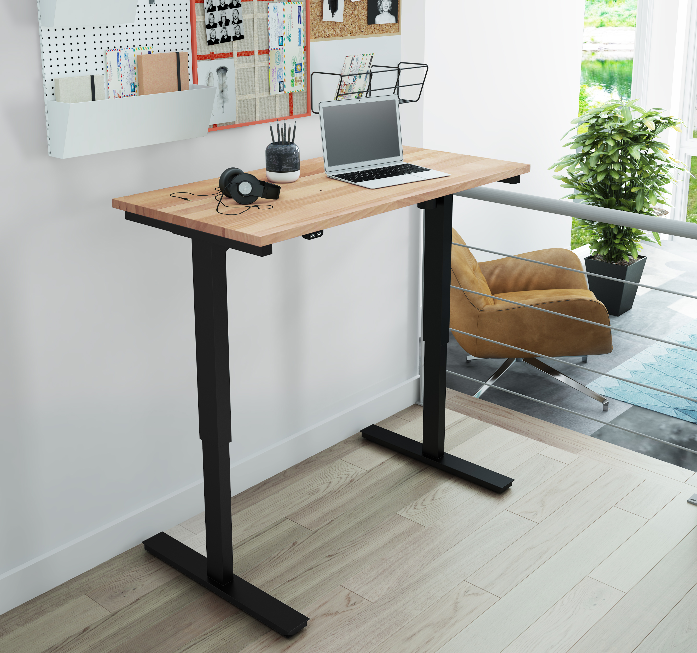 Bestar 24 X 48 Electric Height Adjule Table With Solid Wood Height Adjule Table With Solid Wood