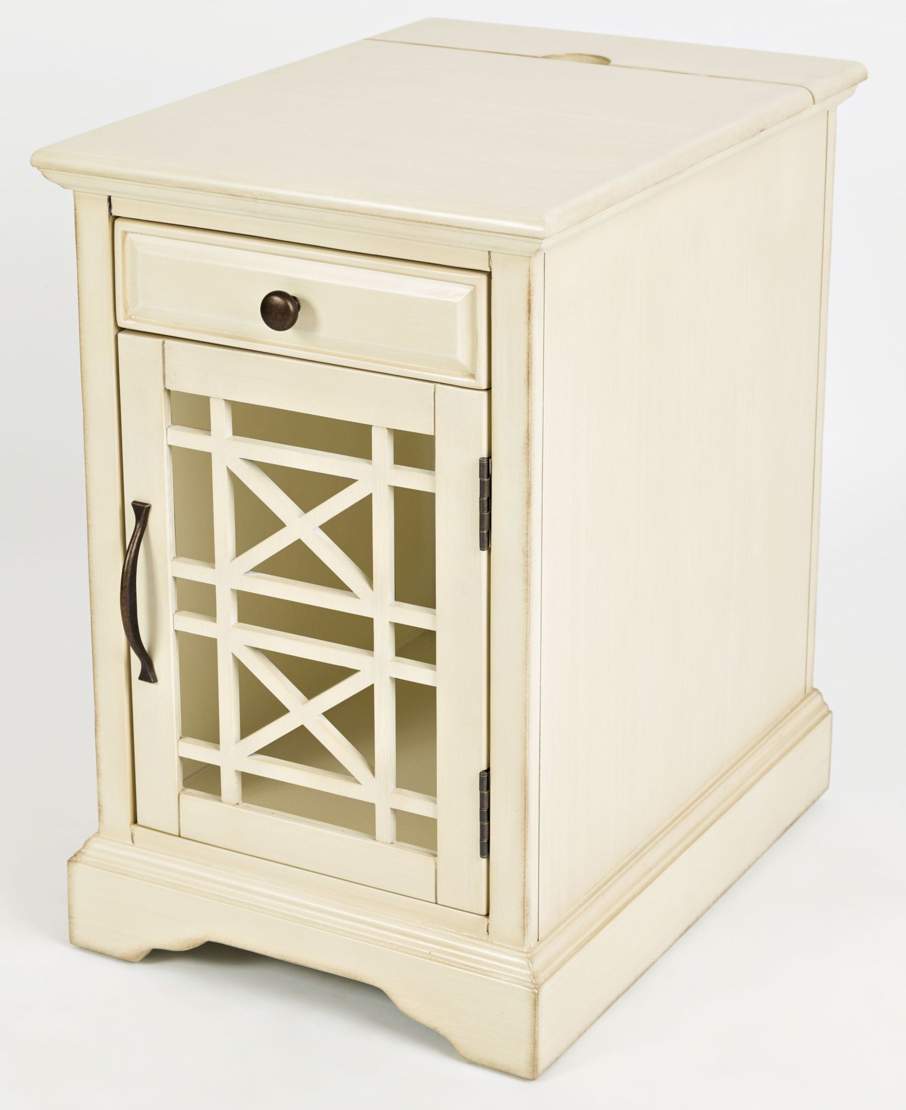 Craftsman Antique Cream Power Chairside Table 1stopbedrooms