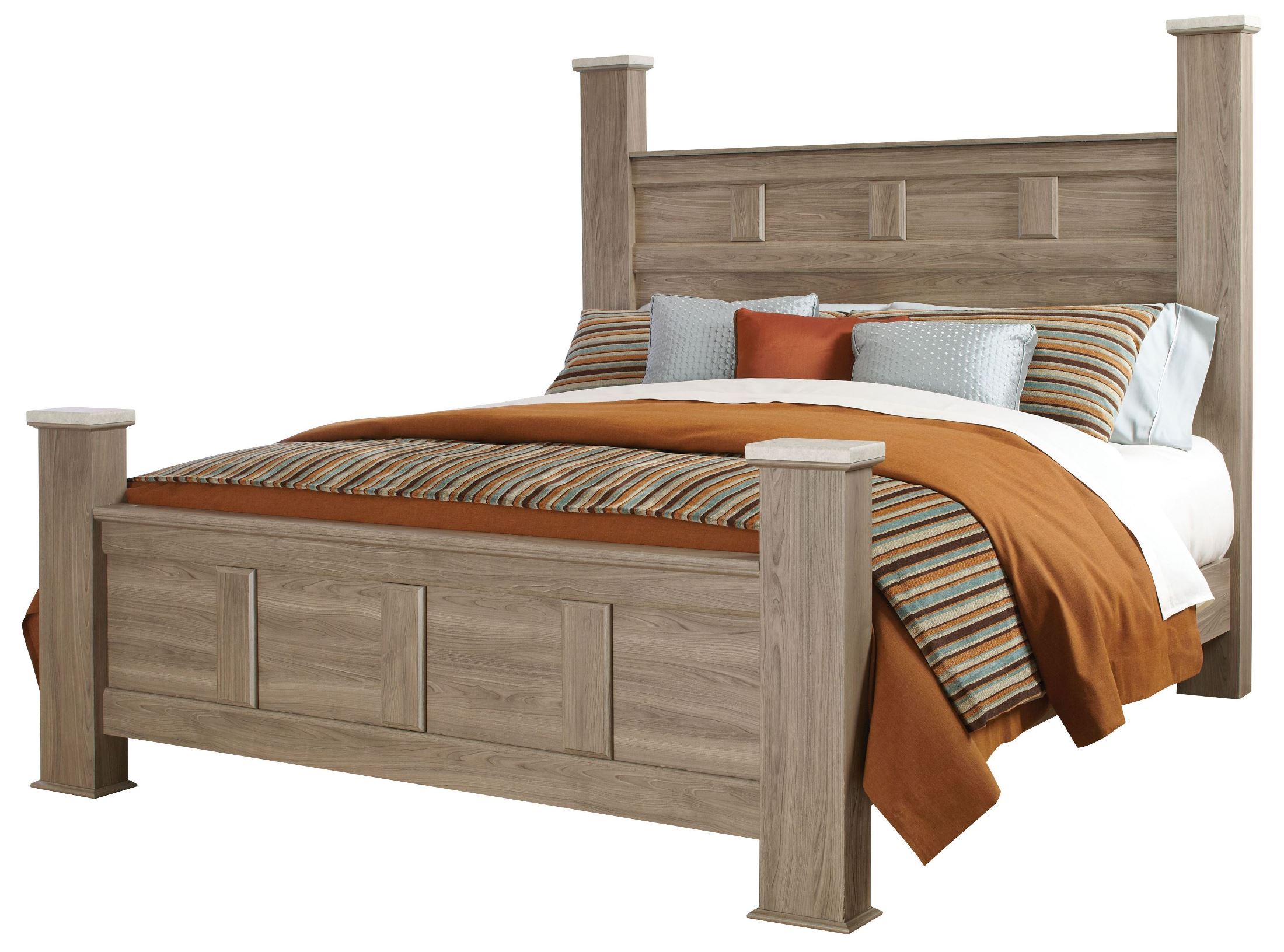Stonehill Weathered Oak Queen Poster Bed