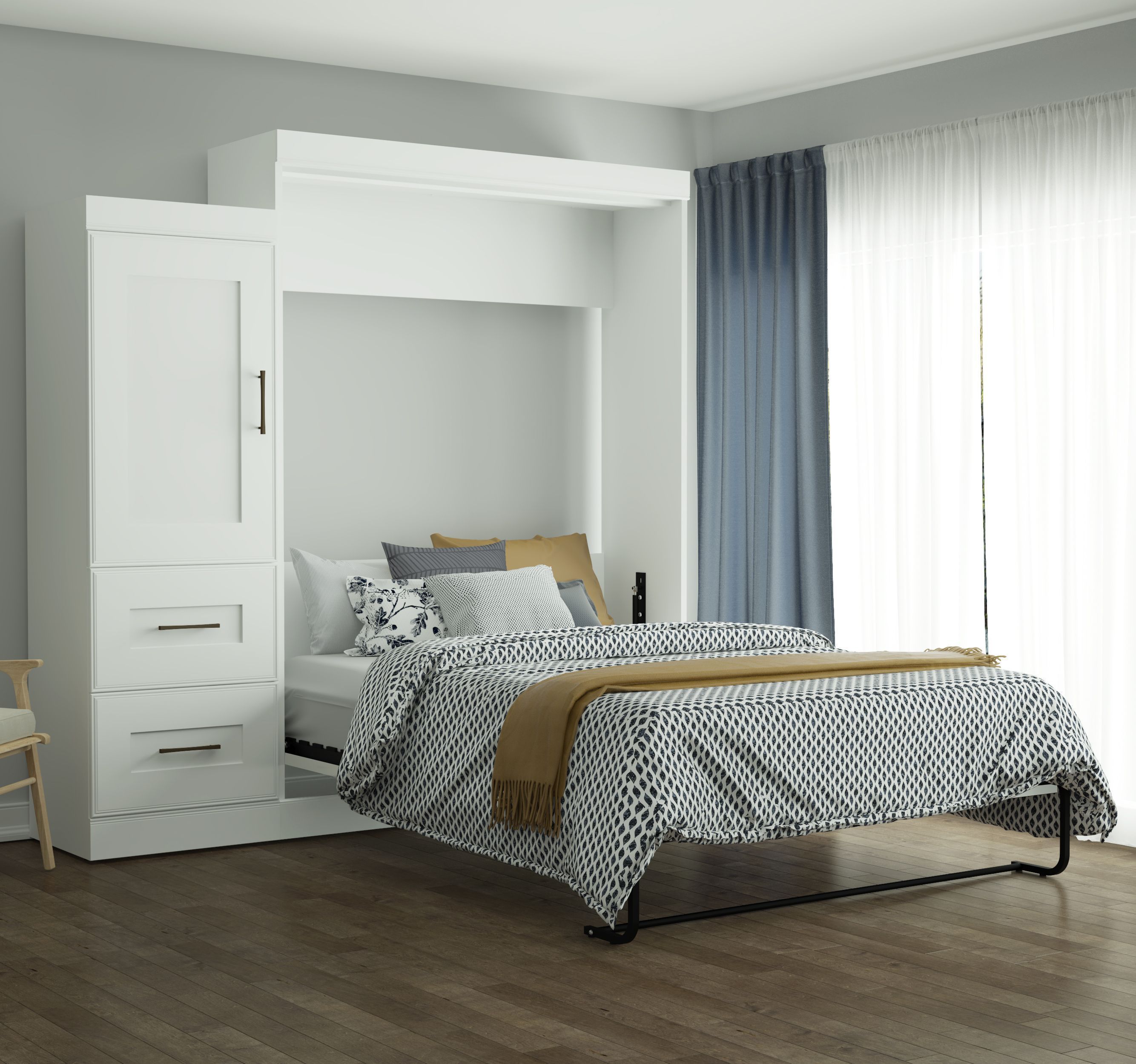 Edge By White Queen Wall Bed With 2 Drawer Storage Unit