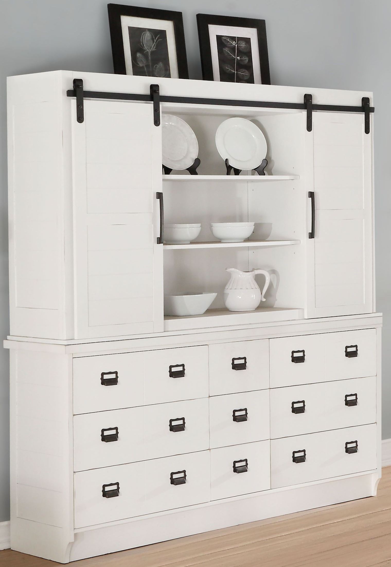 Renske Antique White Buffet With Hutch 1stopbedrooms