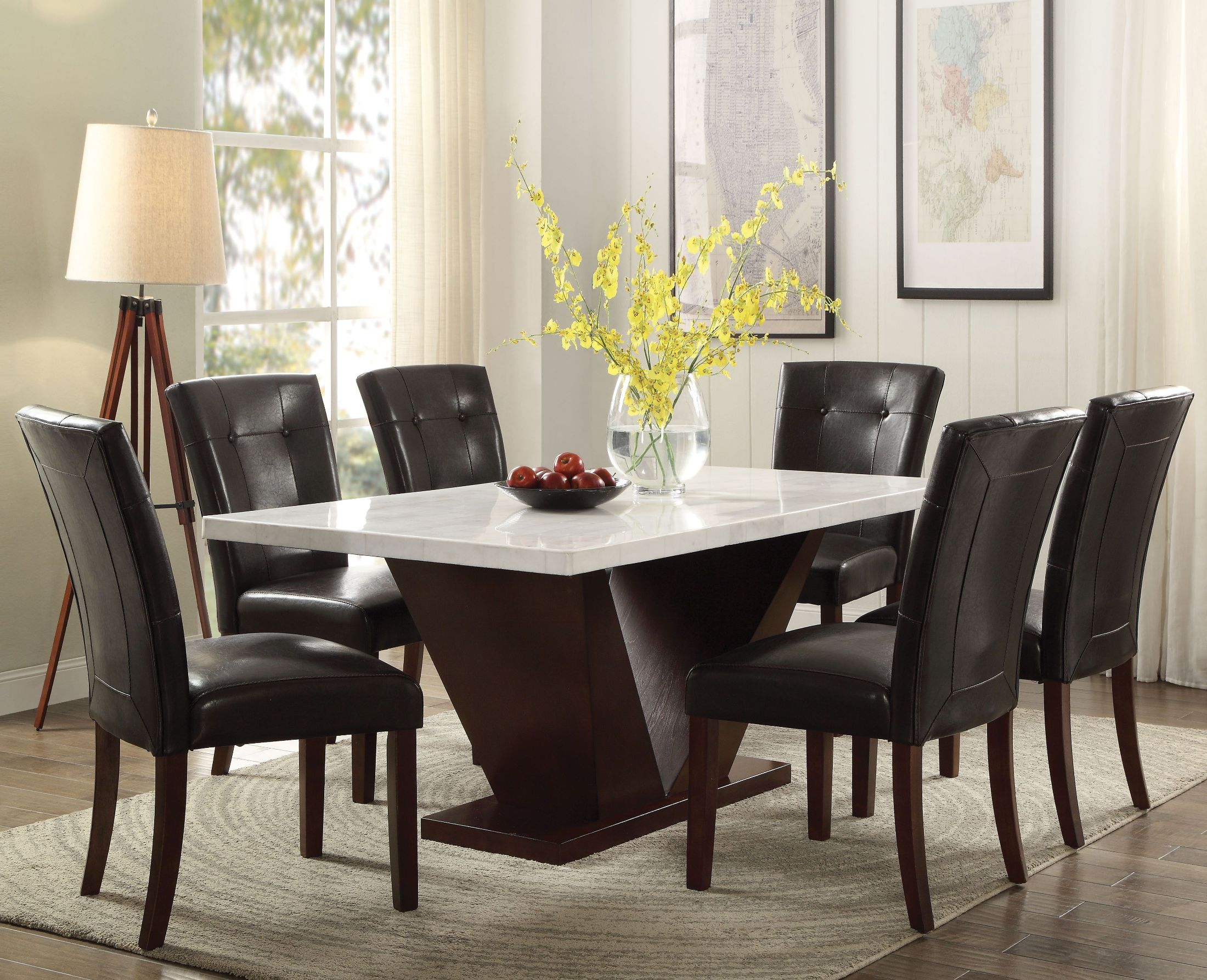 Forbes White Marble and Walnut Dining Table - 1StopBedrooms. on {keyword}