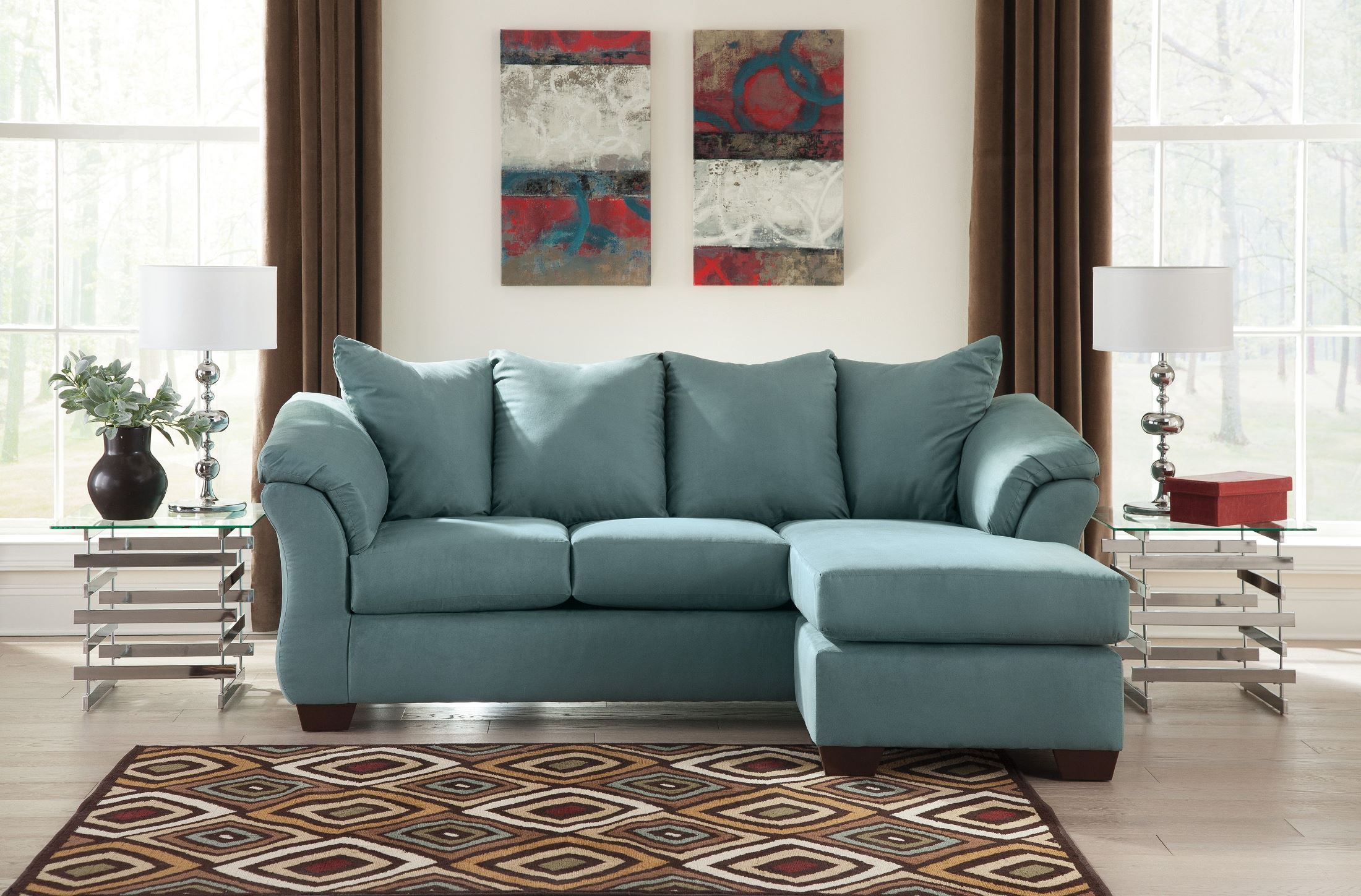 Darcy Sky Sofa Chaise 1stopbedrooms