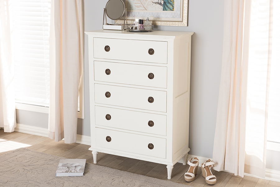 Baxton Studio Venezia French Inspired Rustic Whitewash Wood 5