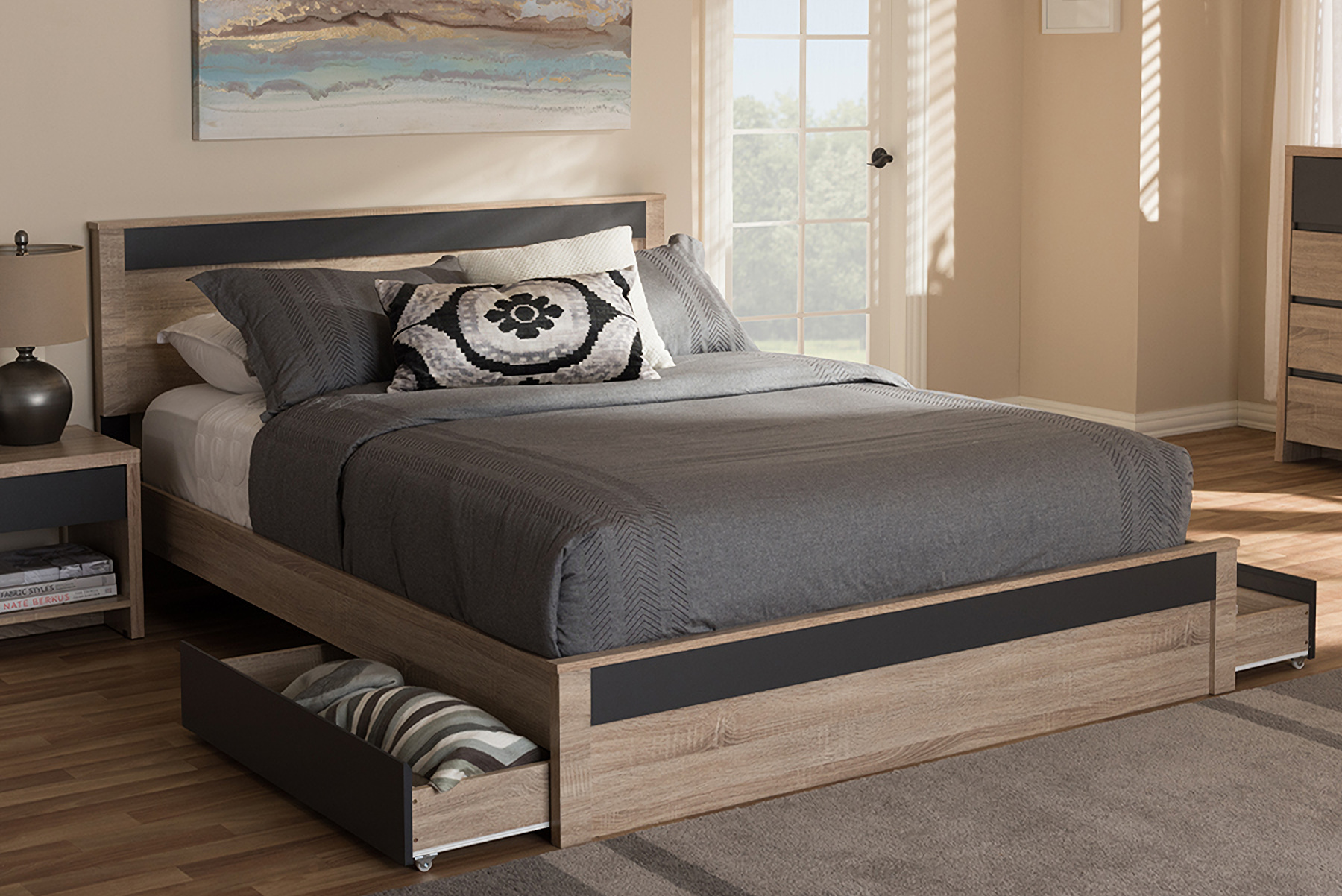 Baxton Studio Jamie Modern And Contemporary Two-Tone Oak ...