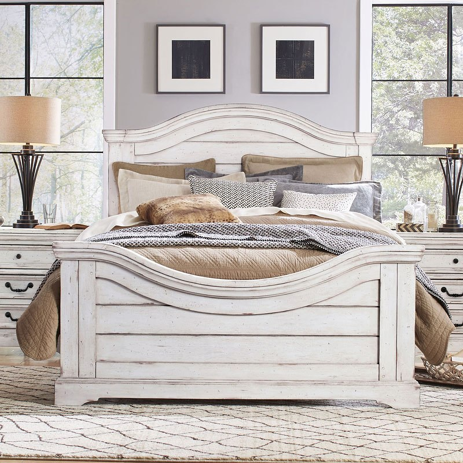 Stonebrook Panel Bed Antique White King 1stopbedrooms