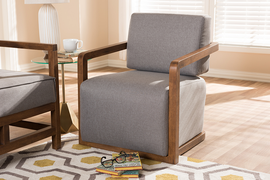 Baxton Studio Sawyer Mid Century Modern Grey Fabric Upholstered Baxton Studio Sawyer Mid Century Modern