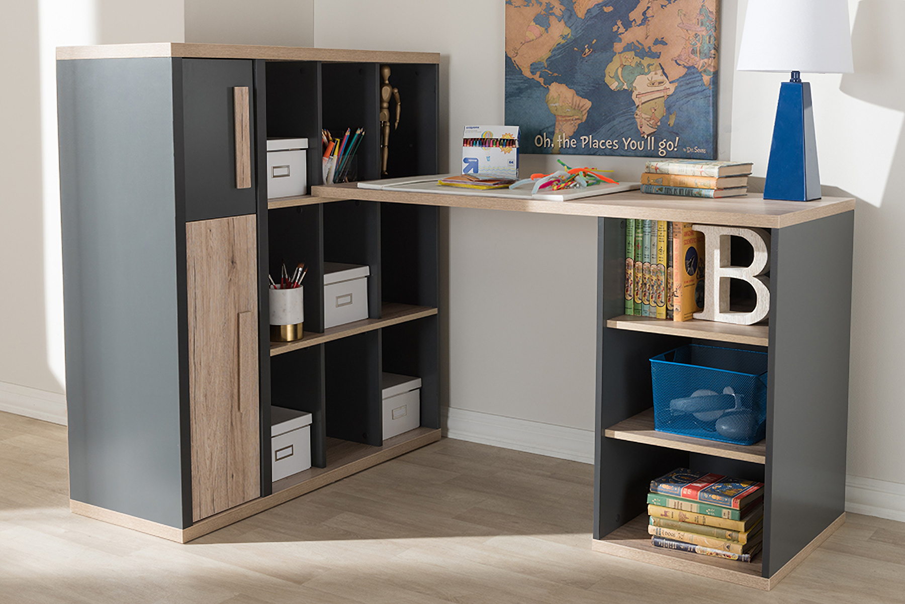 Baxton Studio Pandora Modern And Contemporary Dark Grey And Light