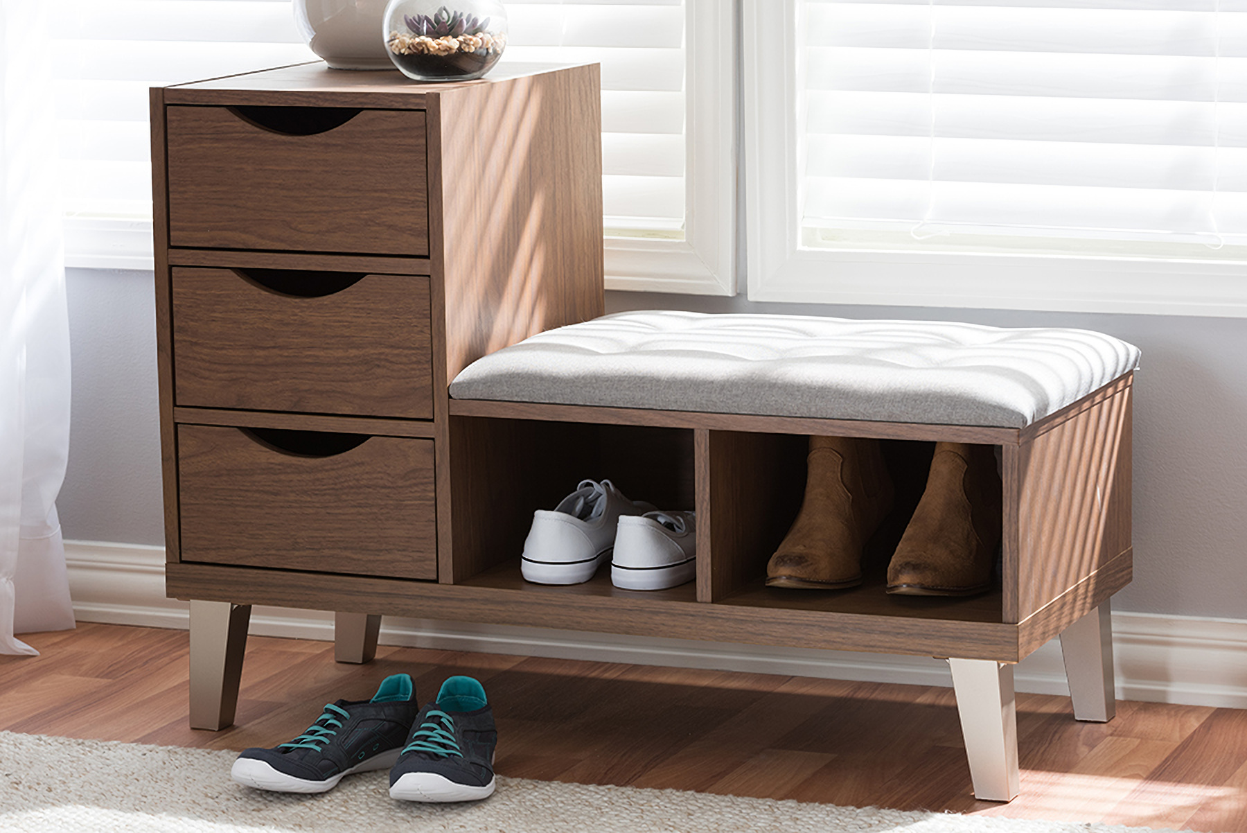 Baxton Studio Arielle Modern And Contemporary Walnut Wood 3 Drawer