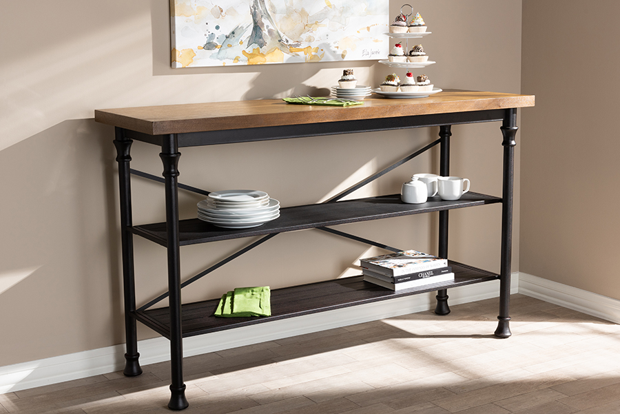 Baxton Studio Velera Vintage Rustic Industrial Style Wood And Dark