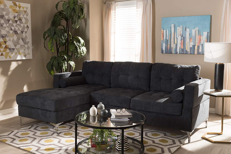 Baxton Studio Mireille Modern And Contemporary Dark Grey Fabric