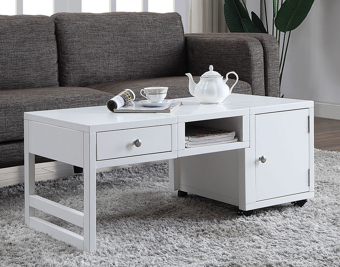 Machiko Convertible Coffee Table White 1stopbedrooms