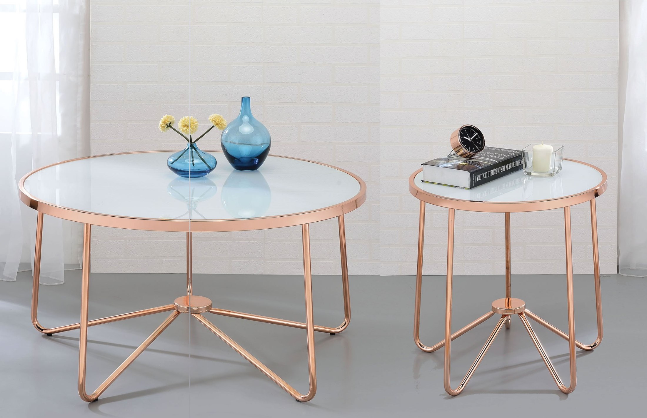 Alivia Rose Gold and Frosted Glass Coffee Table ...