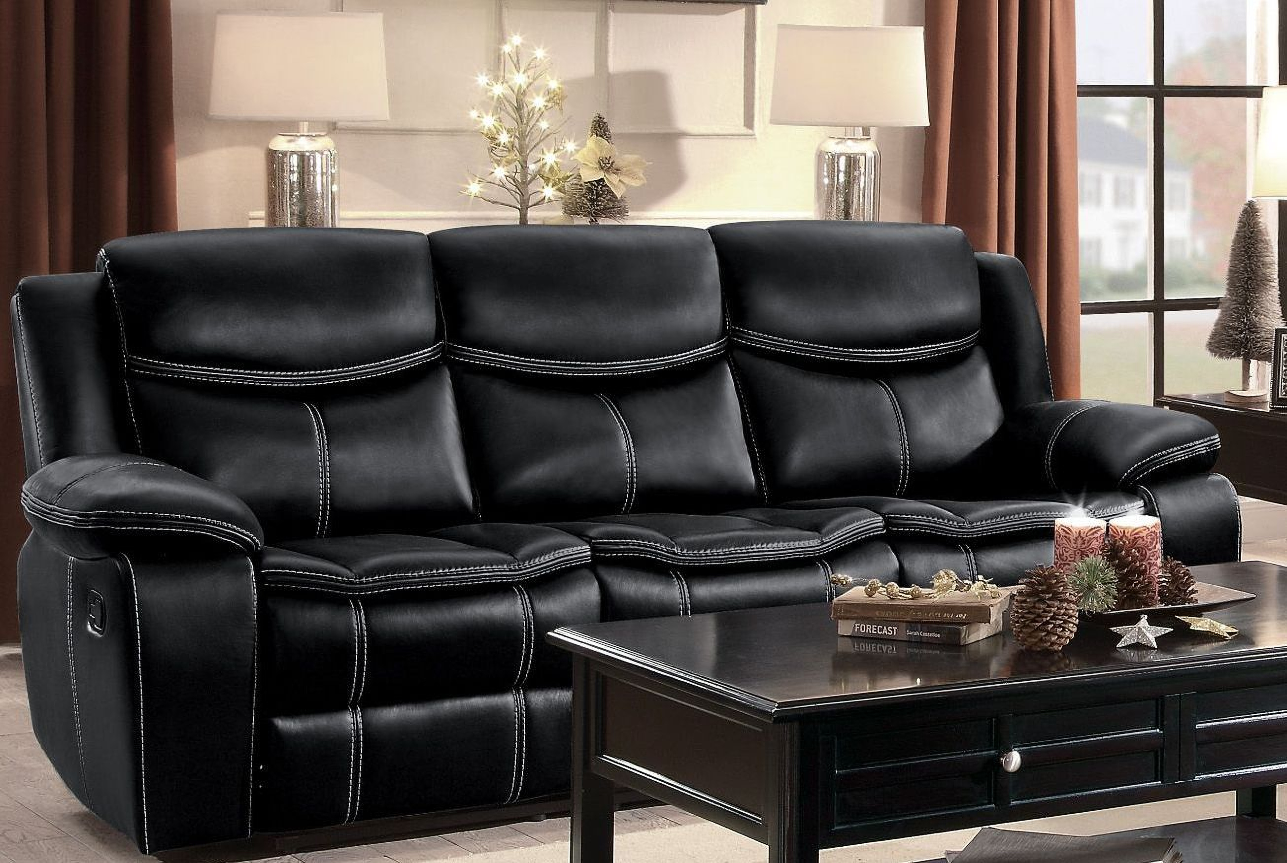 Bastrop Black Double Reclining Sofa 1stopbedrooms